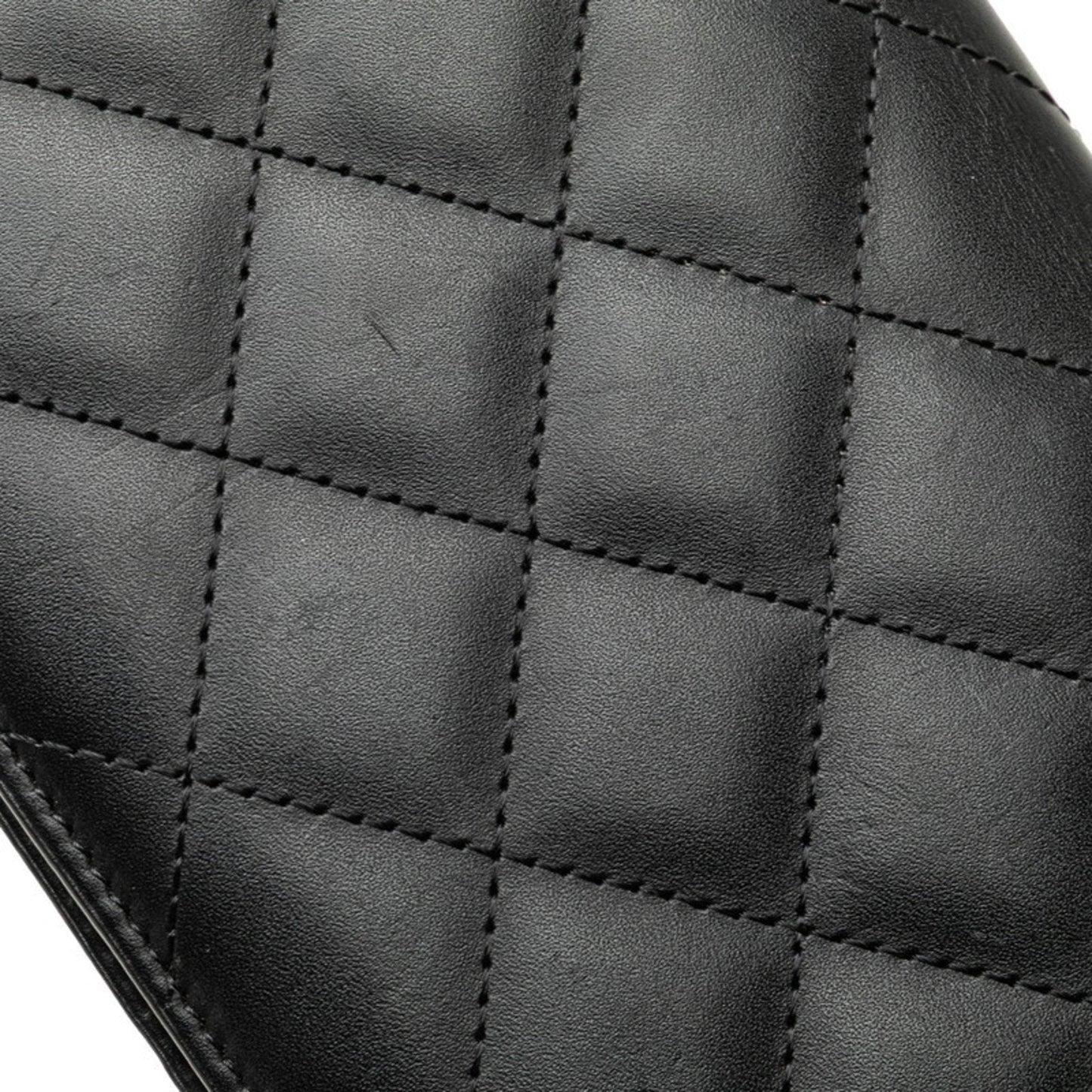 Chanel Black Pink Leather Long Wallet (Bi-Fold) ()