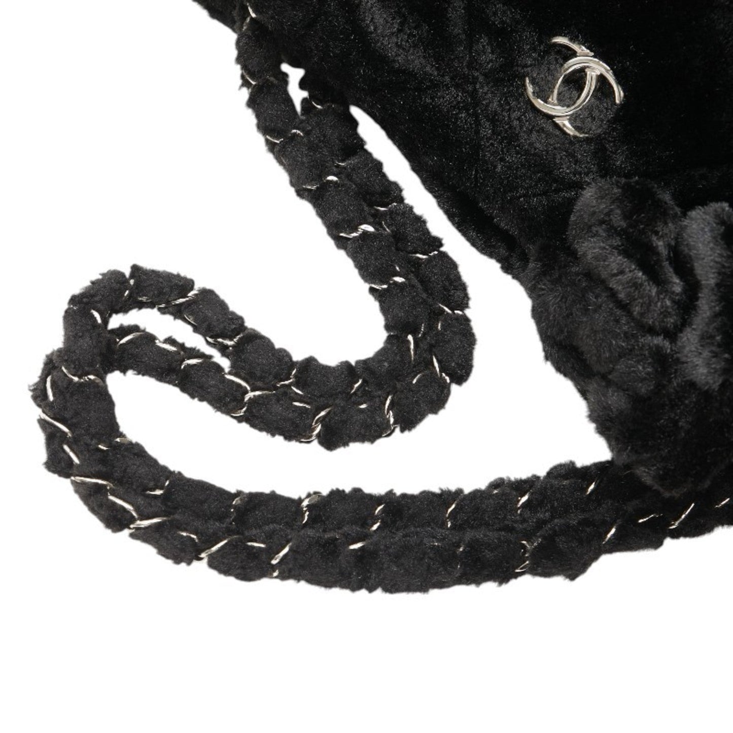 Chanel Black Faux Fur Shoulder Bag Tote Bag ()