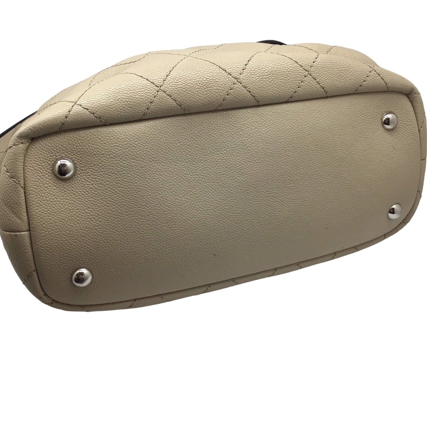 Chanel Beige Black Burgundy Caviar Leather Leather Handbag Tote Bag ()