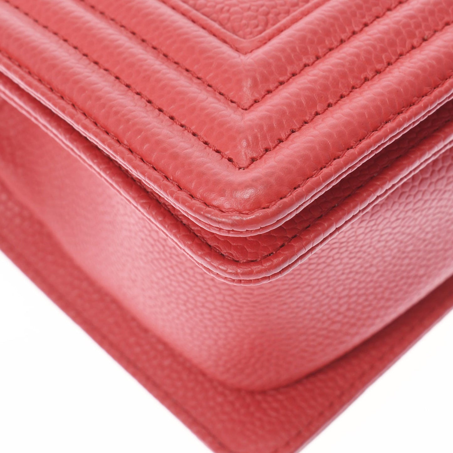 Chanel Red Color Caviar Leather Shoulder Bag ()