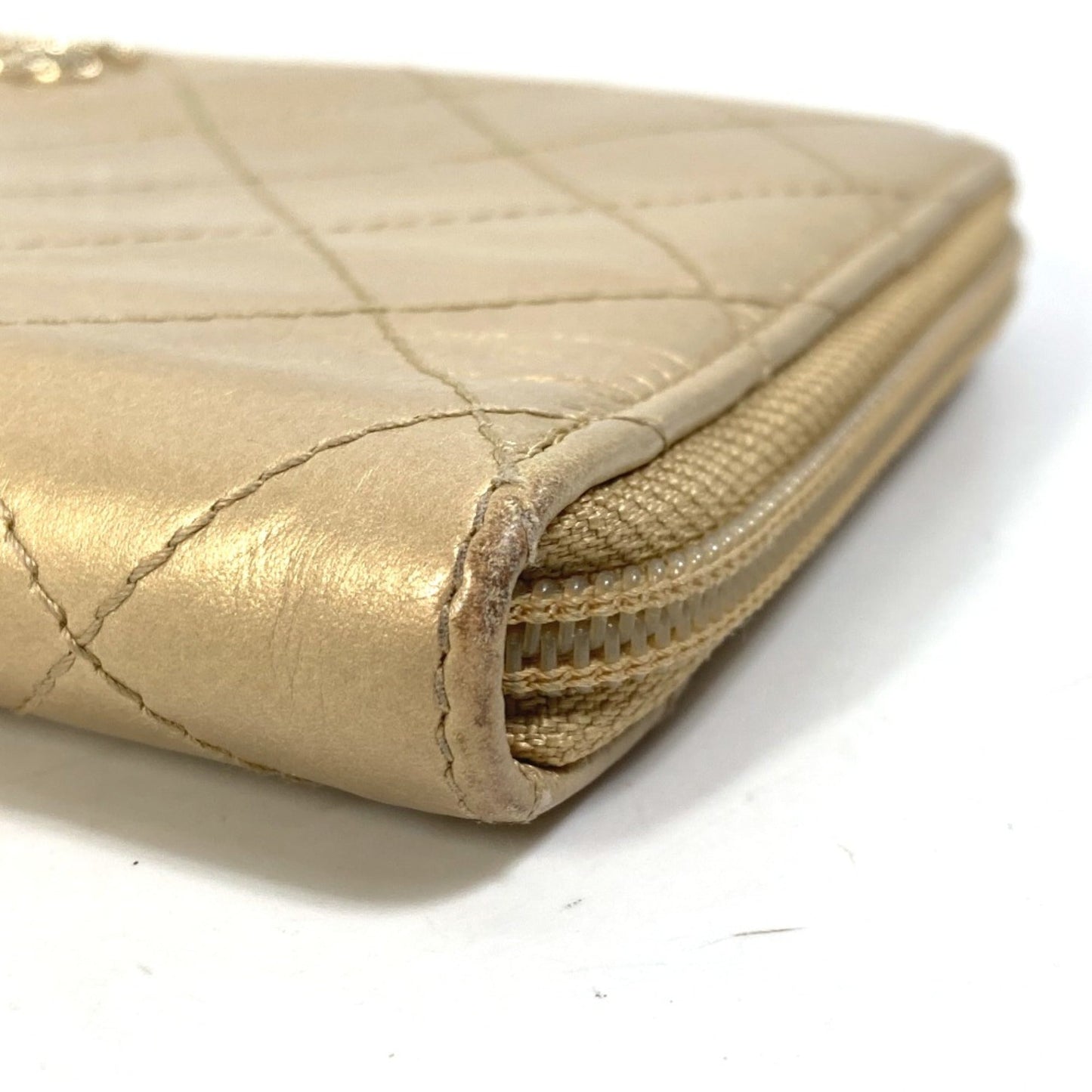 Chanel Gold Leather Long Wallet (Bi-Fold) ()