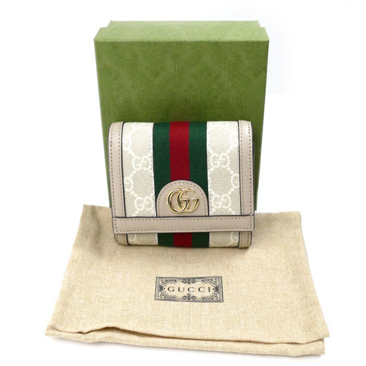 Gucci Beige White Gg Supreme Canvas Leather Wallet (Bi-Fold) ()