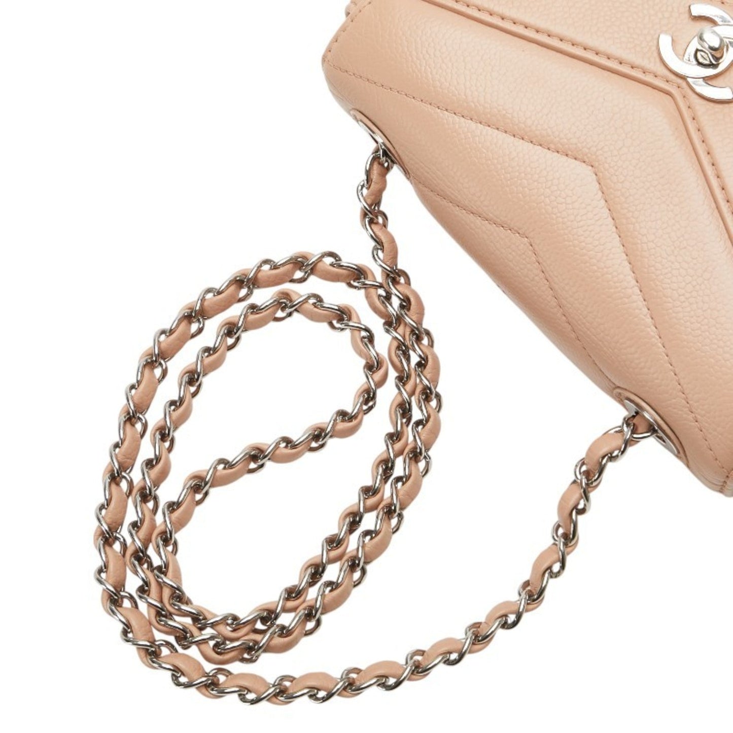 Chanel Beige Grained Calfskin Shoulder Bag ()