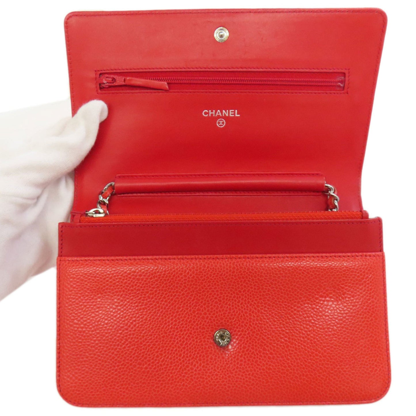 Chanel Red Color Caviar Leather Shoulder Bag ()