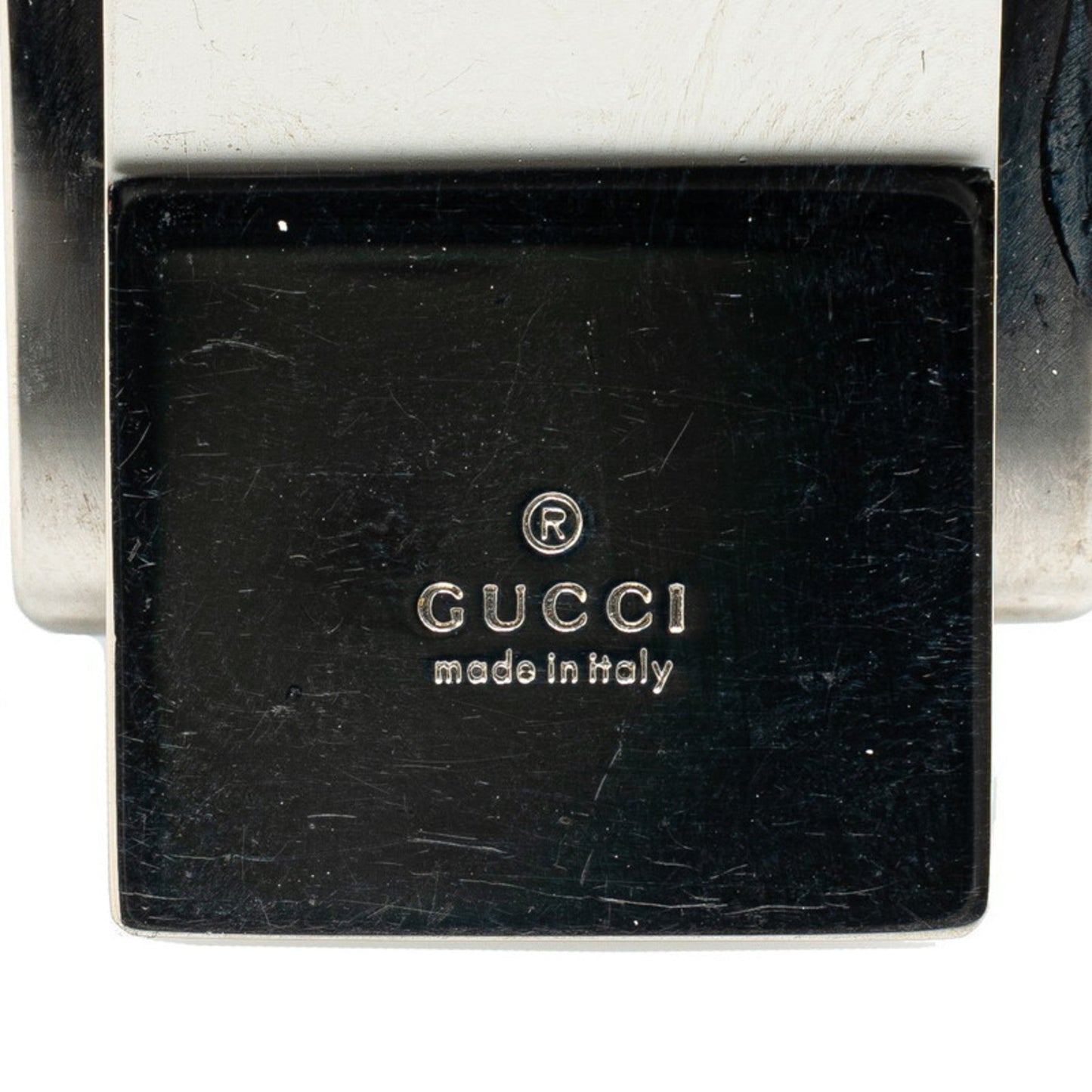 Gucci Black Silver Metal Leather Money Clip ()