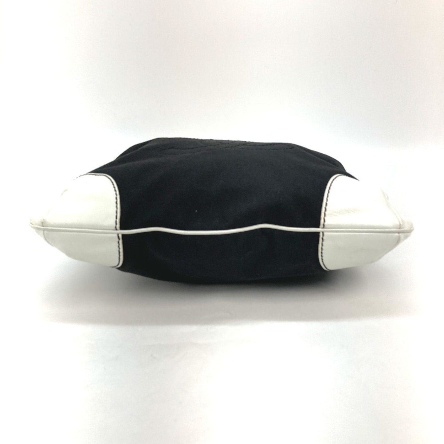 Chanel Black White Canvas Leather Shoulder Bag Tote Bag ()