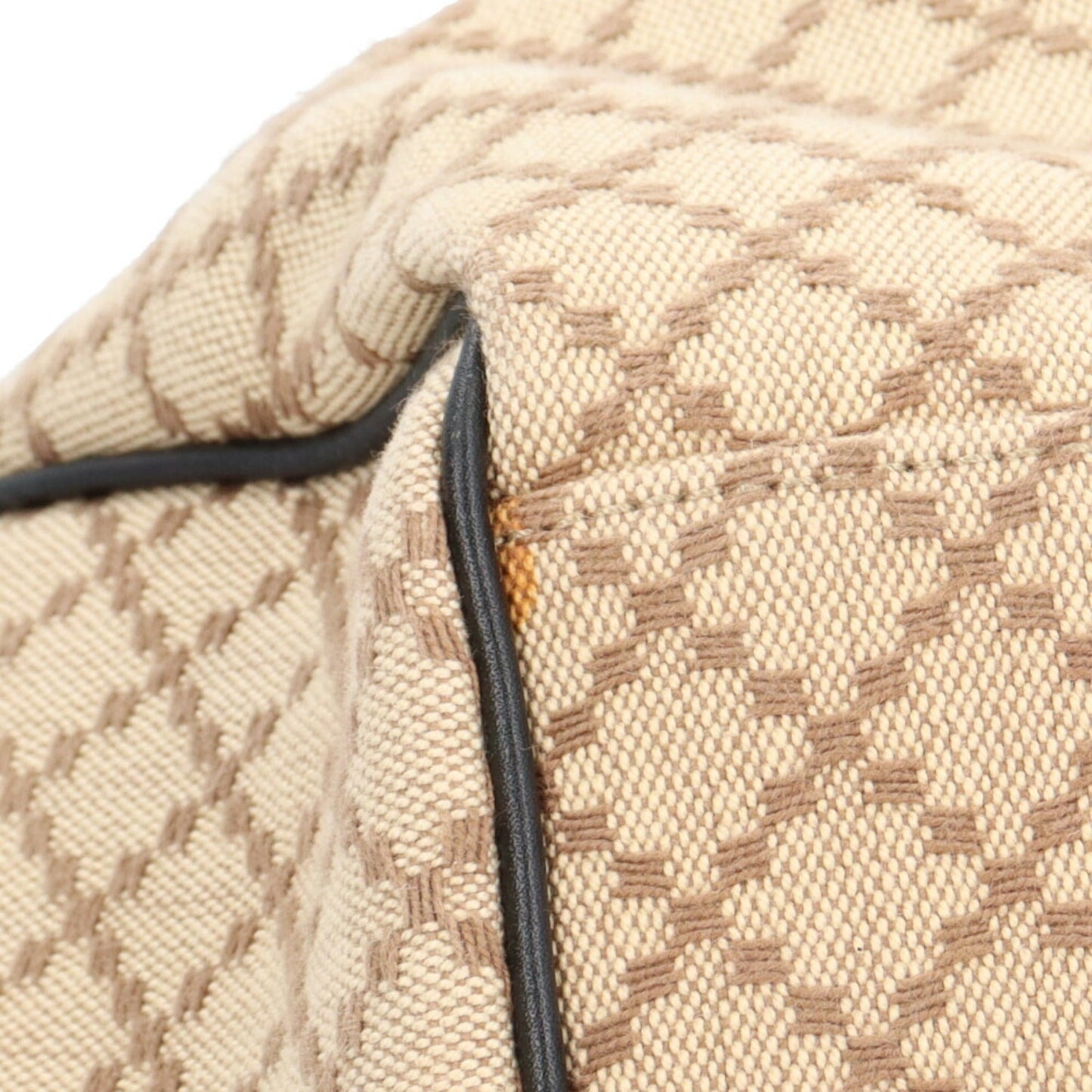 Gucci Beige Black Canvas Leather Handbag ()