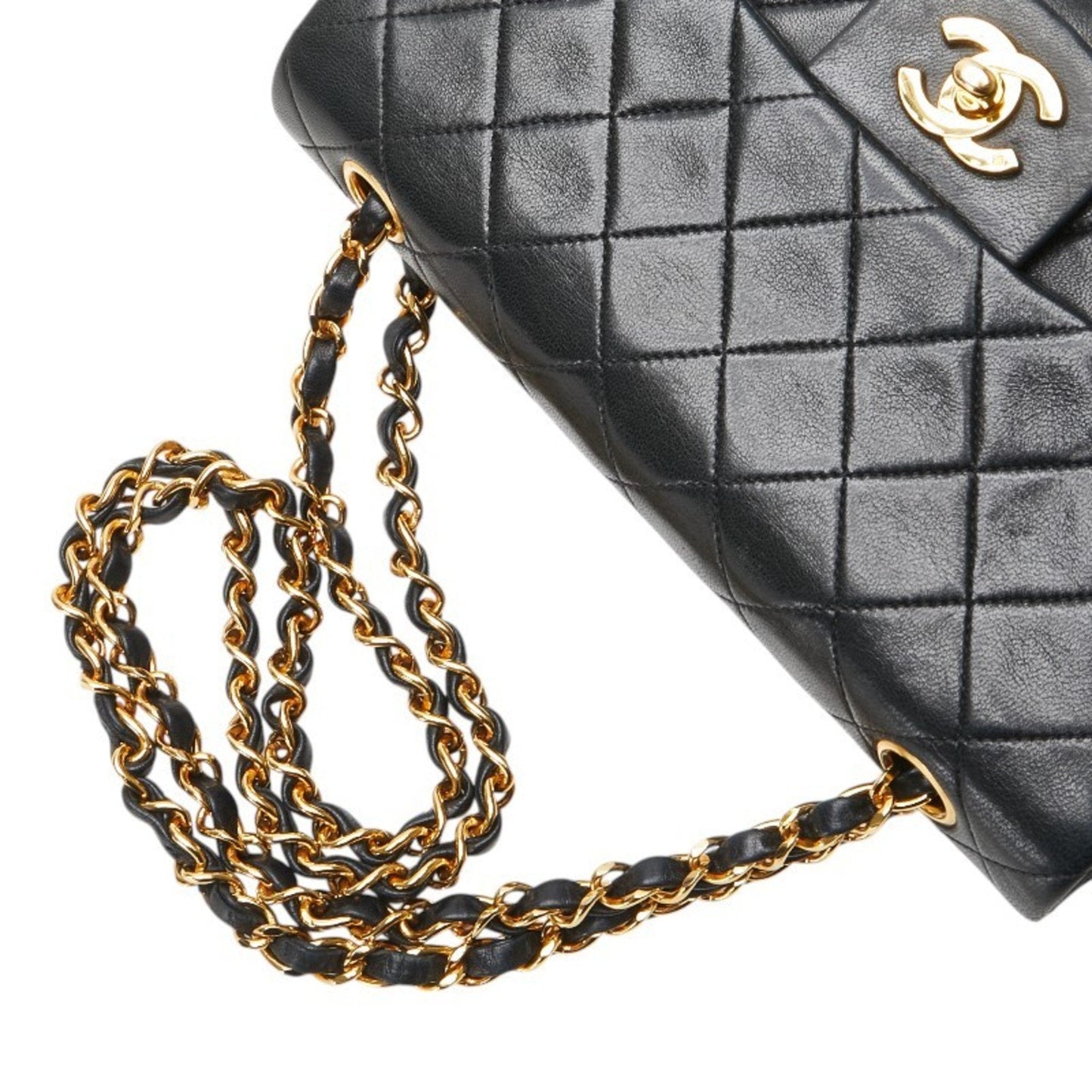 Chanel Black Leather Handbag Shoulder Bag ()