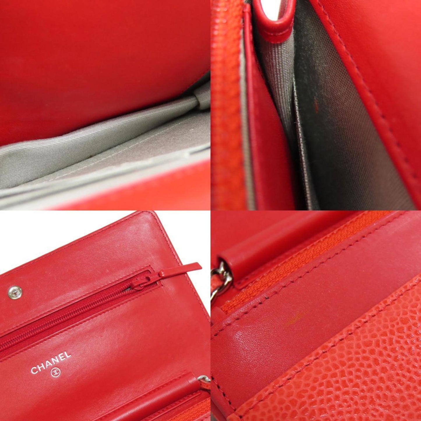Chanel Red Color Caviar Leather Shoulder Bag ()