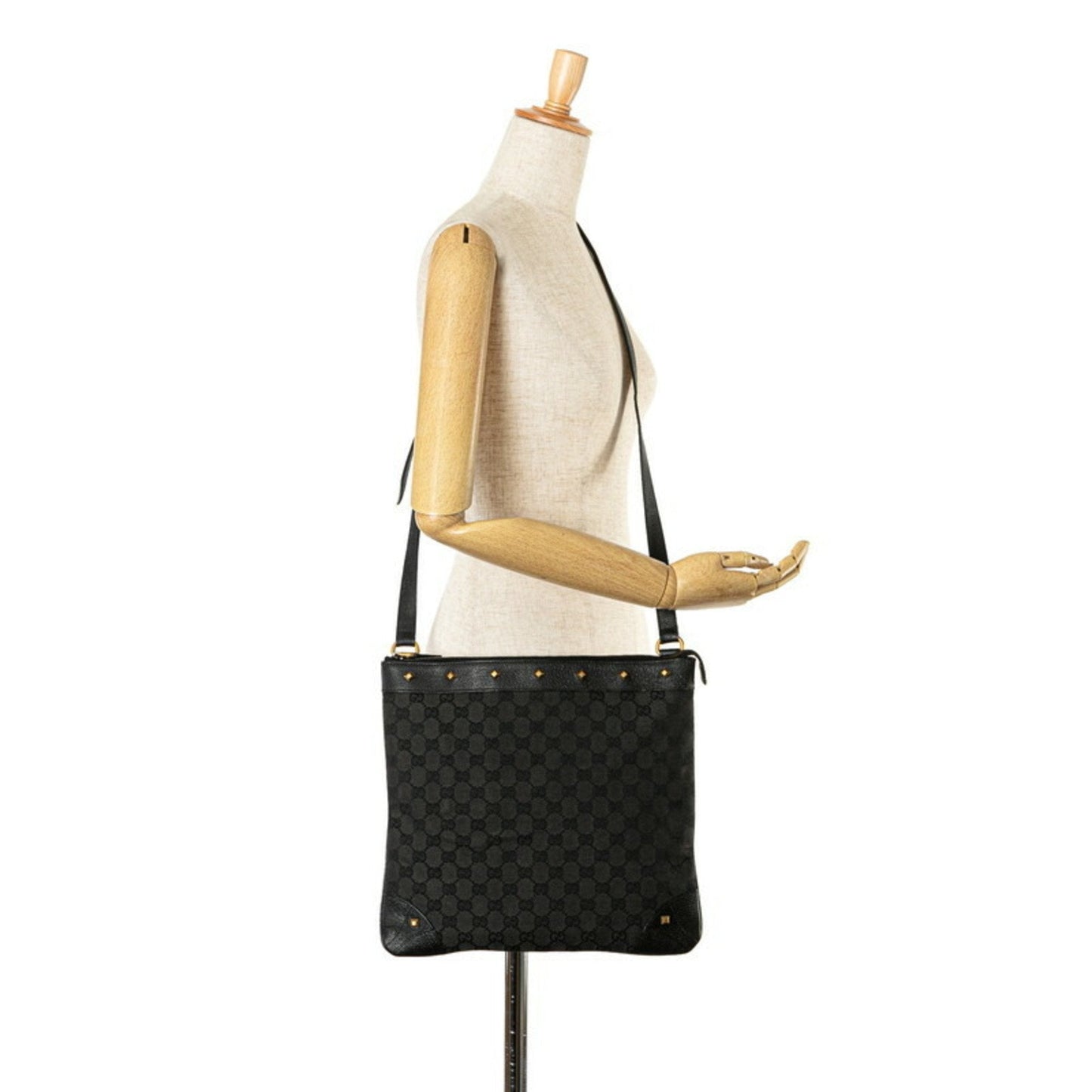Gucci Black Canvas Leather Shoulder Bag ()