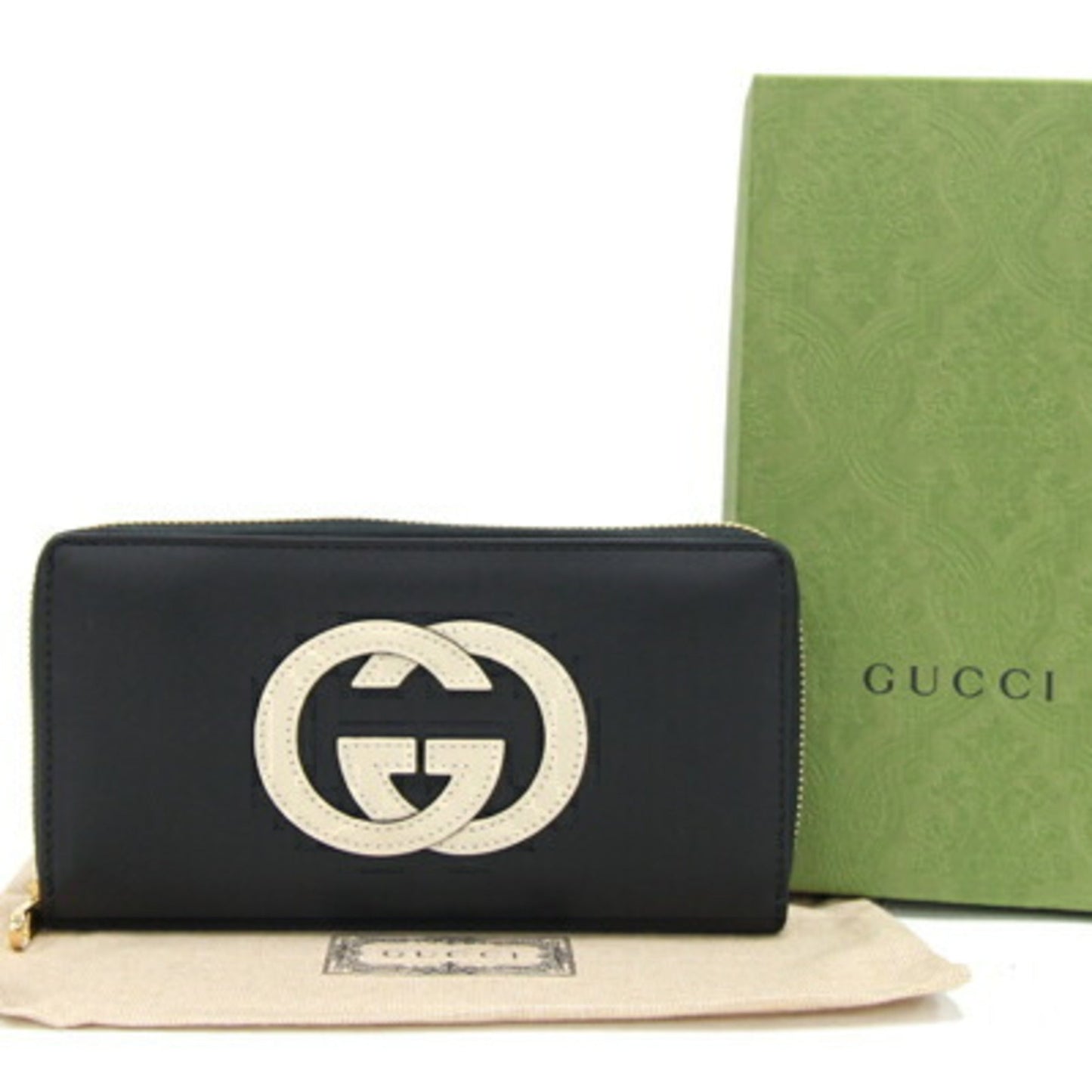 Gucci Black Ivory Leather Long Wallet (Bi-Fold) ()