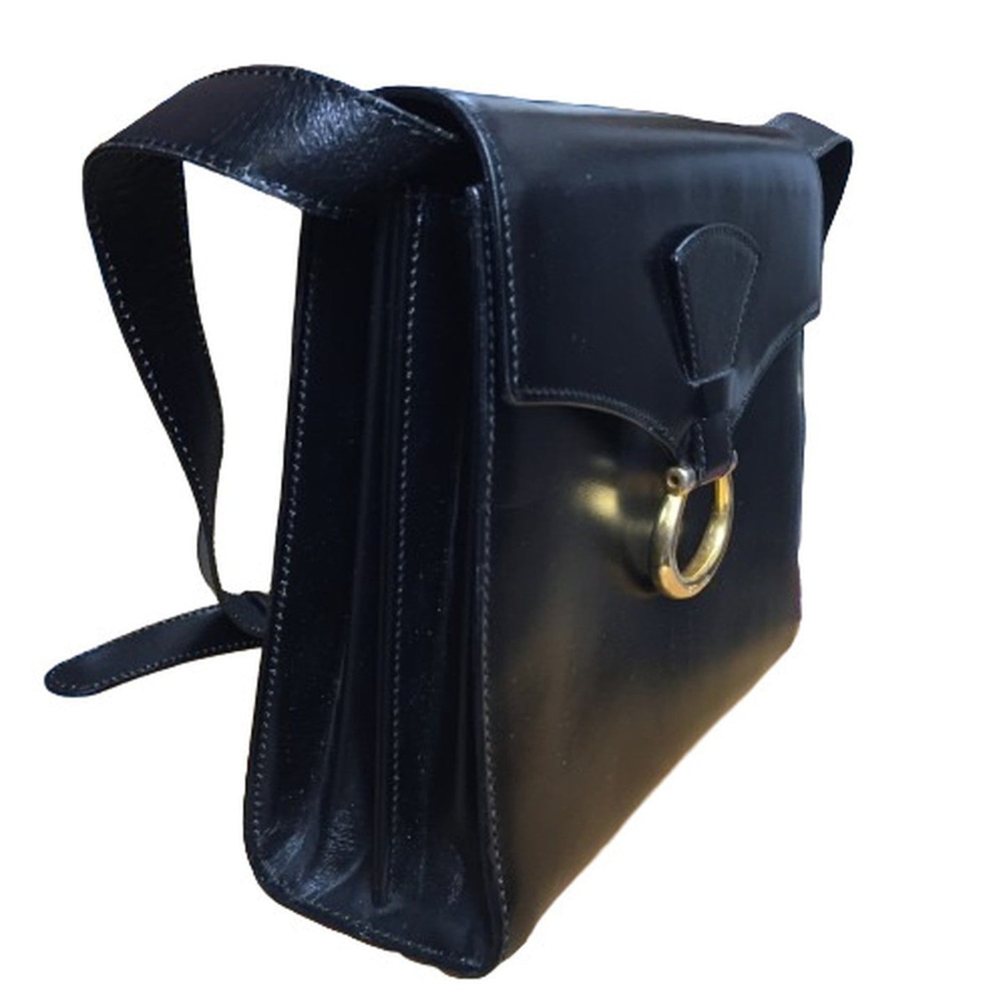 CELINE Horseshoe Leather Shoulder Bag for Women, Black, Kaizuka Store ITSUWKT1KO2S RM1313D