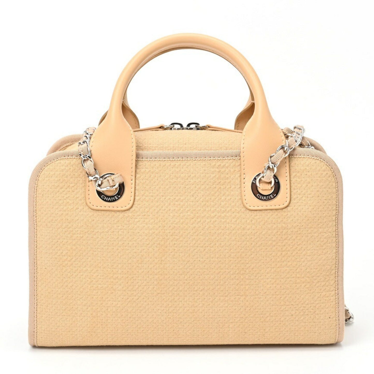 Chanel Beige Canvas Leather Handbag ()