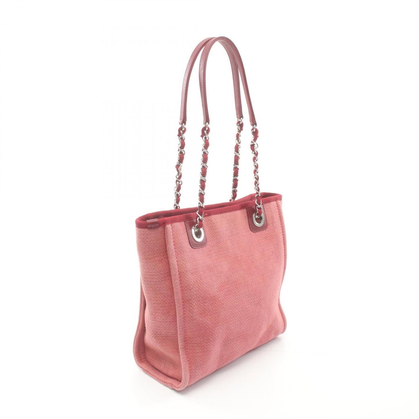 Chanel Red Color Canvas Leather Tote Bag ()