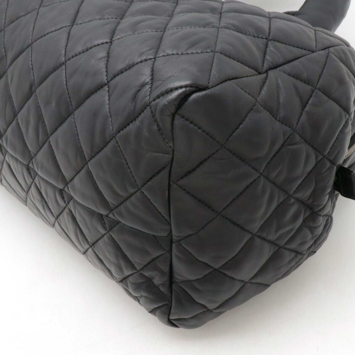 Chanel Black Bordeaux Leather Boston Bag Handbag Tote Bag ()