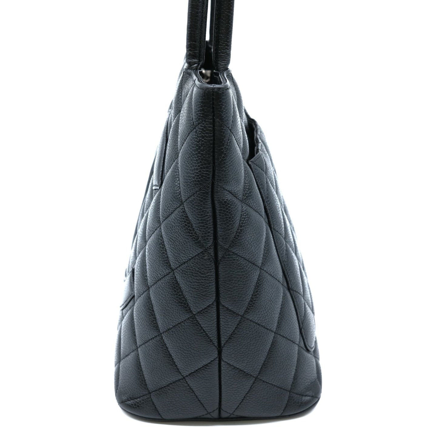 Chanel Black Caviar Leather Handbag Tote Bag ()