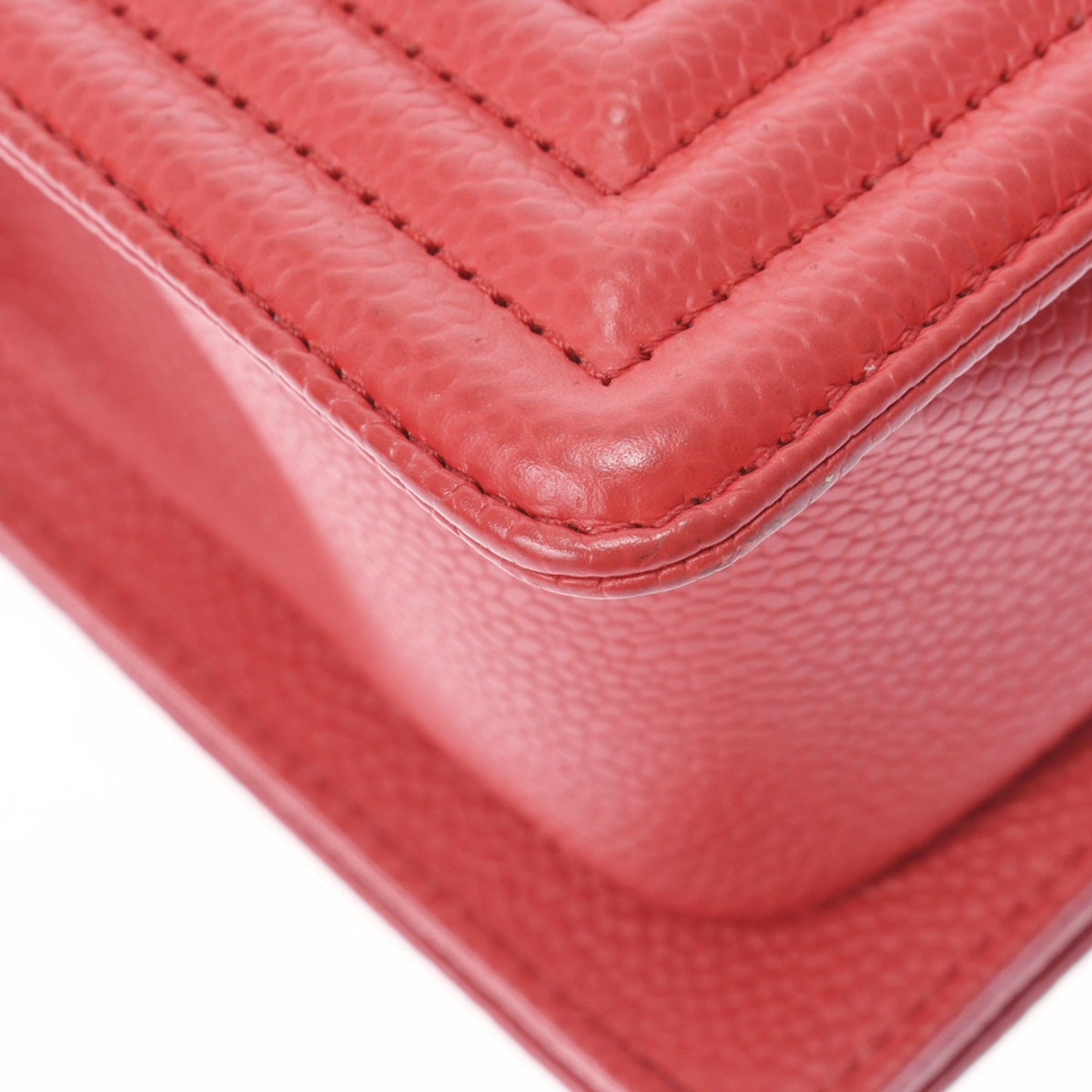 Chanel Red Color Caviar Leather Shoulder Bag ()