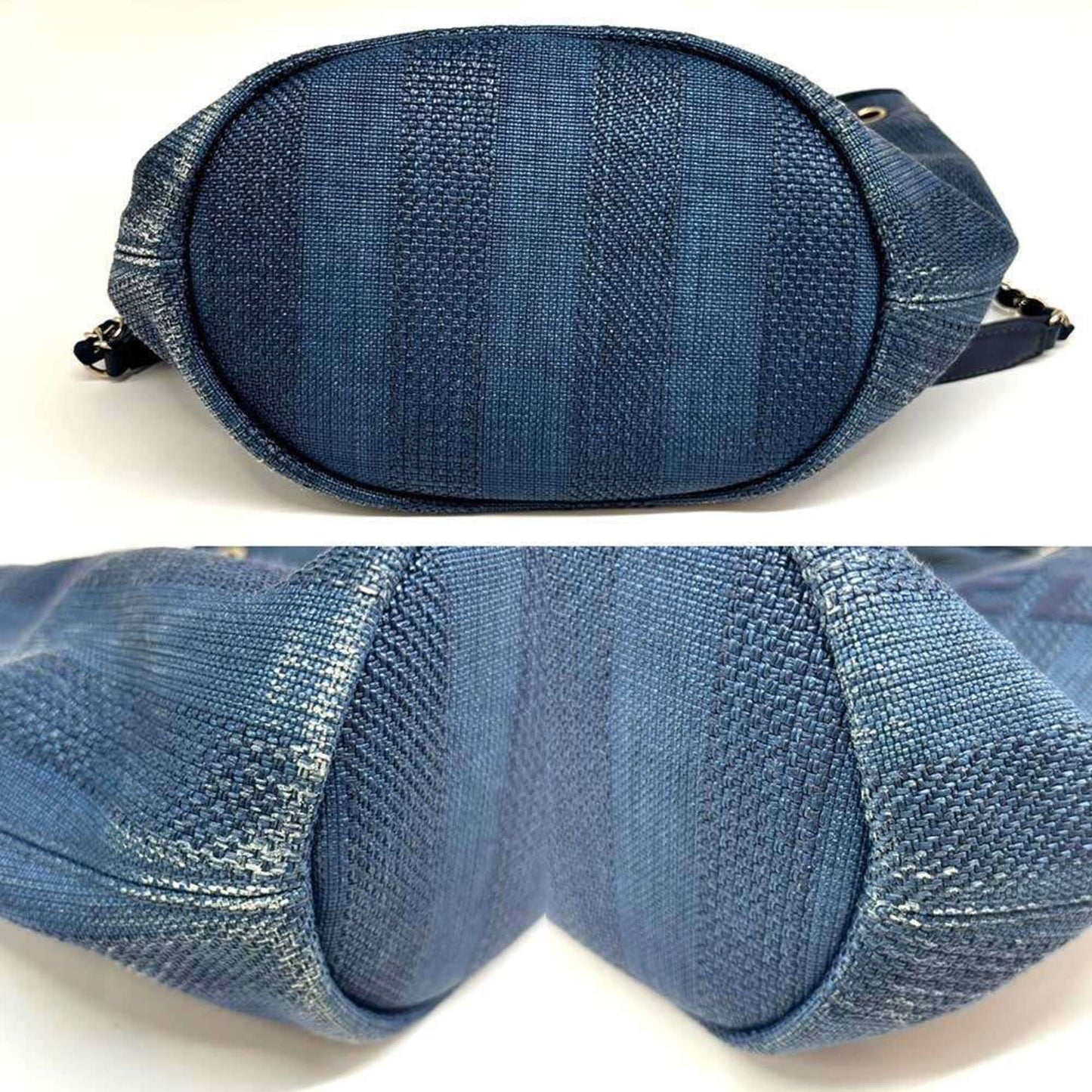 Chanel Blue Raffia Leather Tote Bag ()