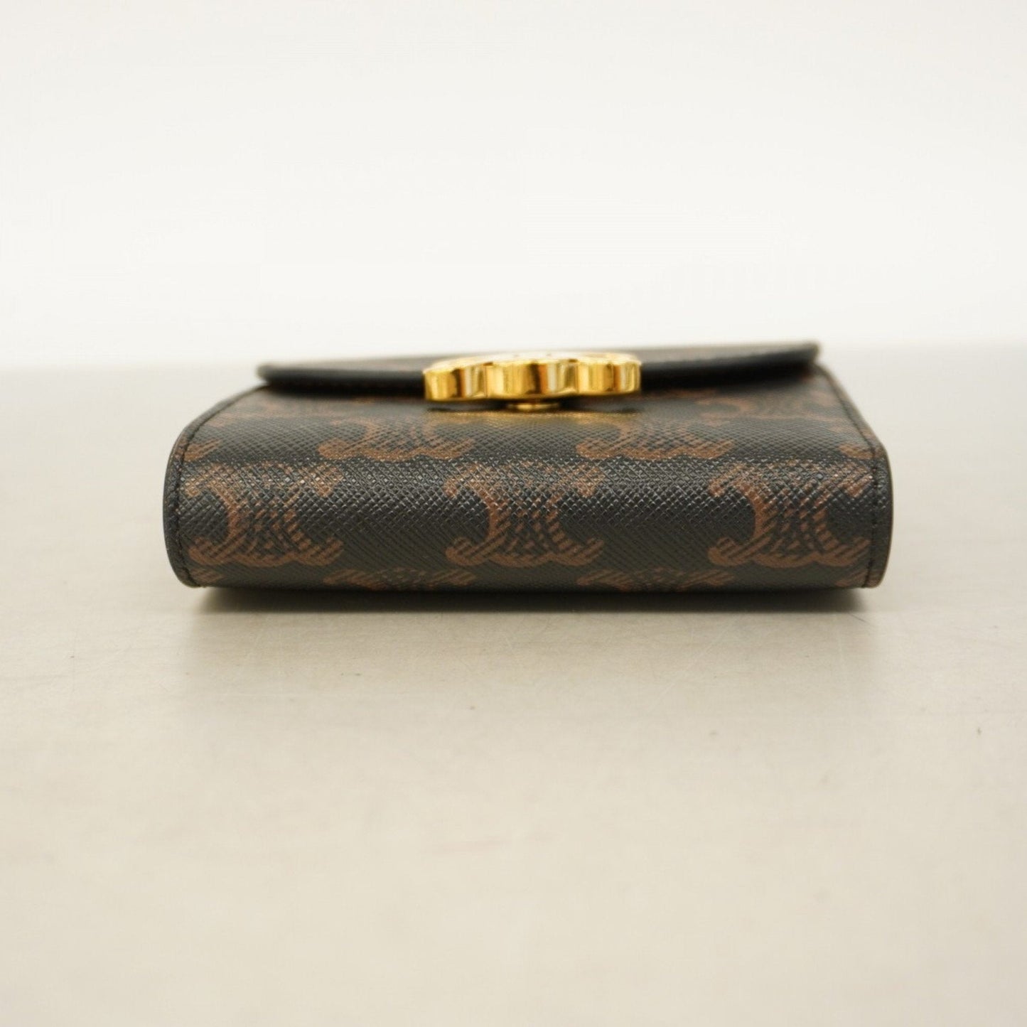 Celine Triomphe Tri-fold Wallet Black Women's