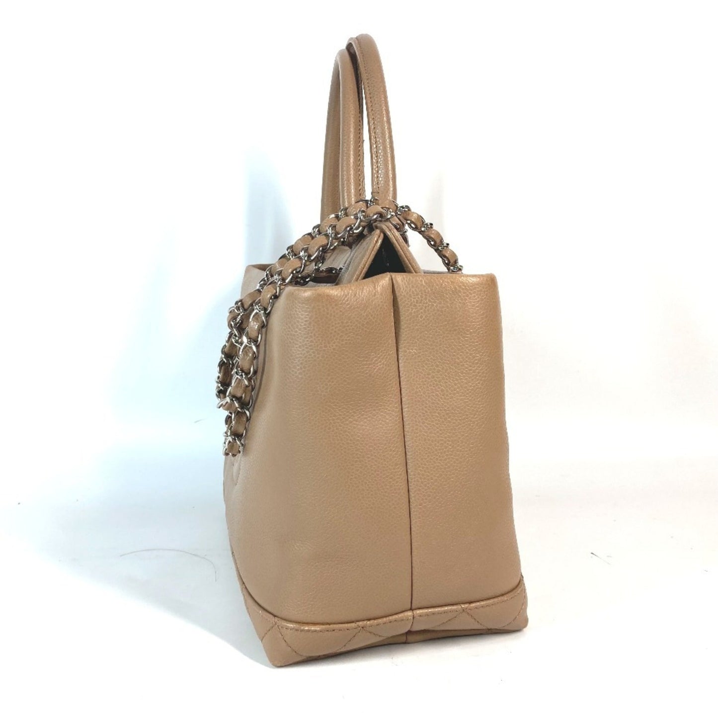Chanel Beige Grained Calfskin Shoulder Bag Tote Bag ()