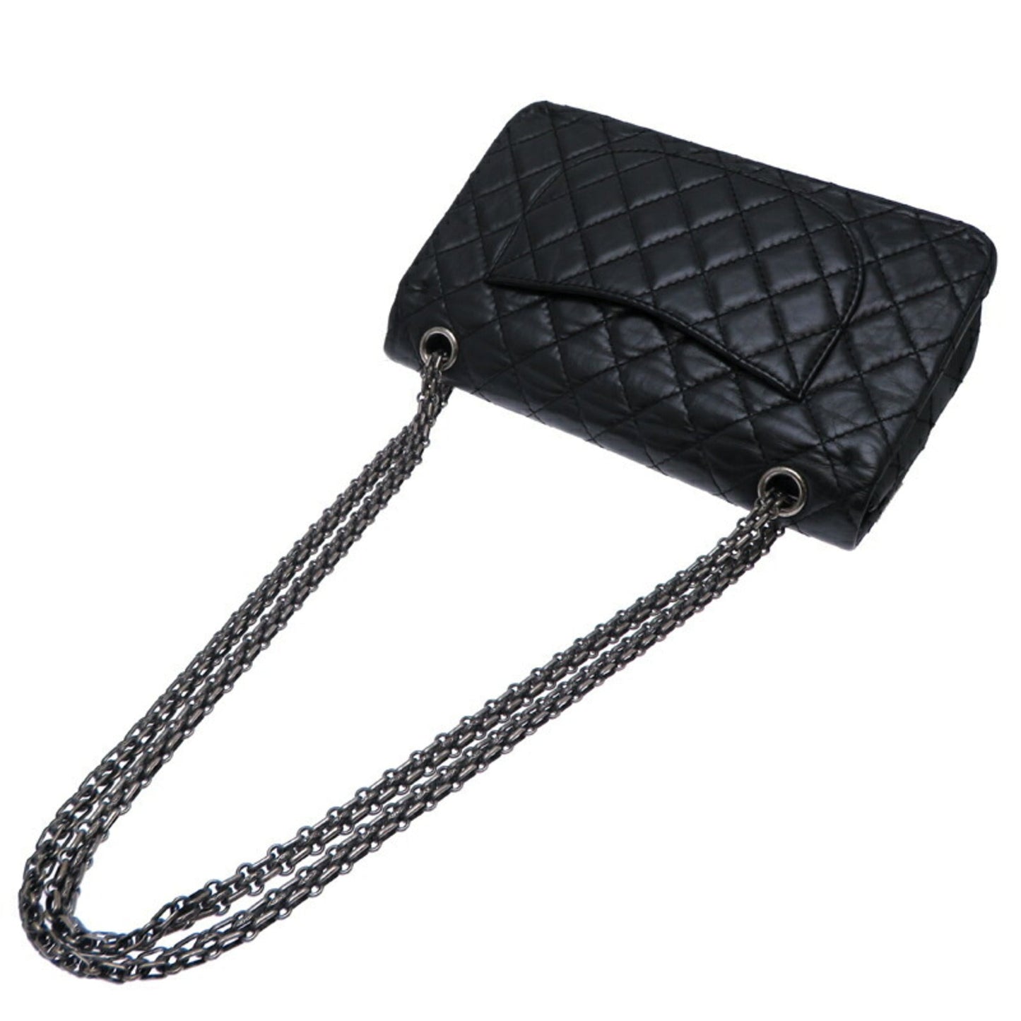 Chanel 2.55 Black Leather Shoulder Bag ()