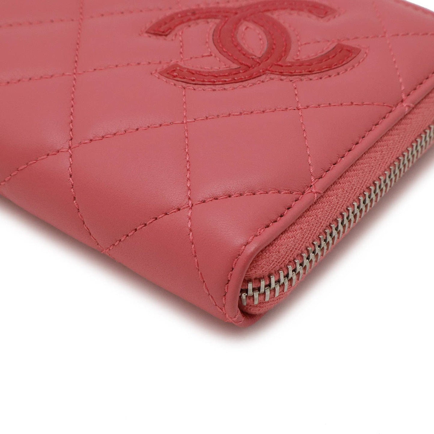 Chanel Pink Leather Long Wallet (Bi-Fold) ()