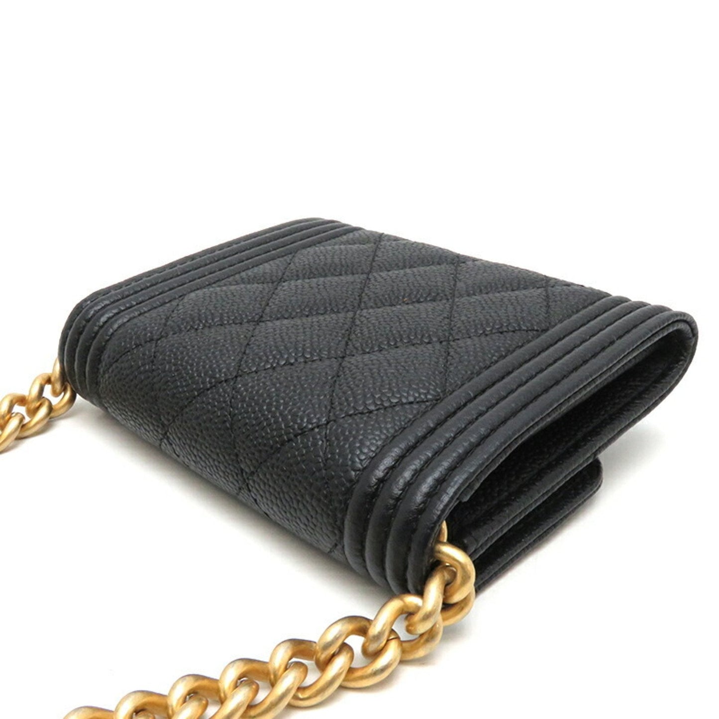 Chanel Boy Chanel Black Caviar Leather Shoulder Bag ()