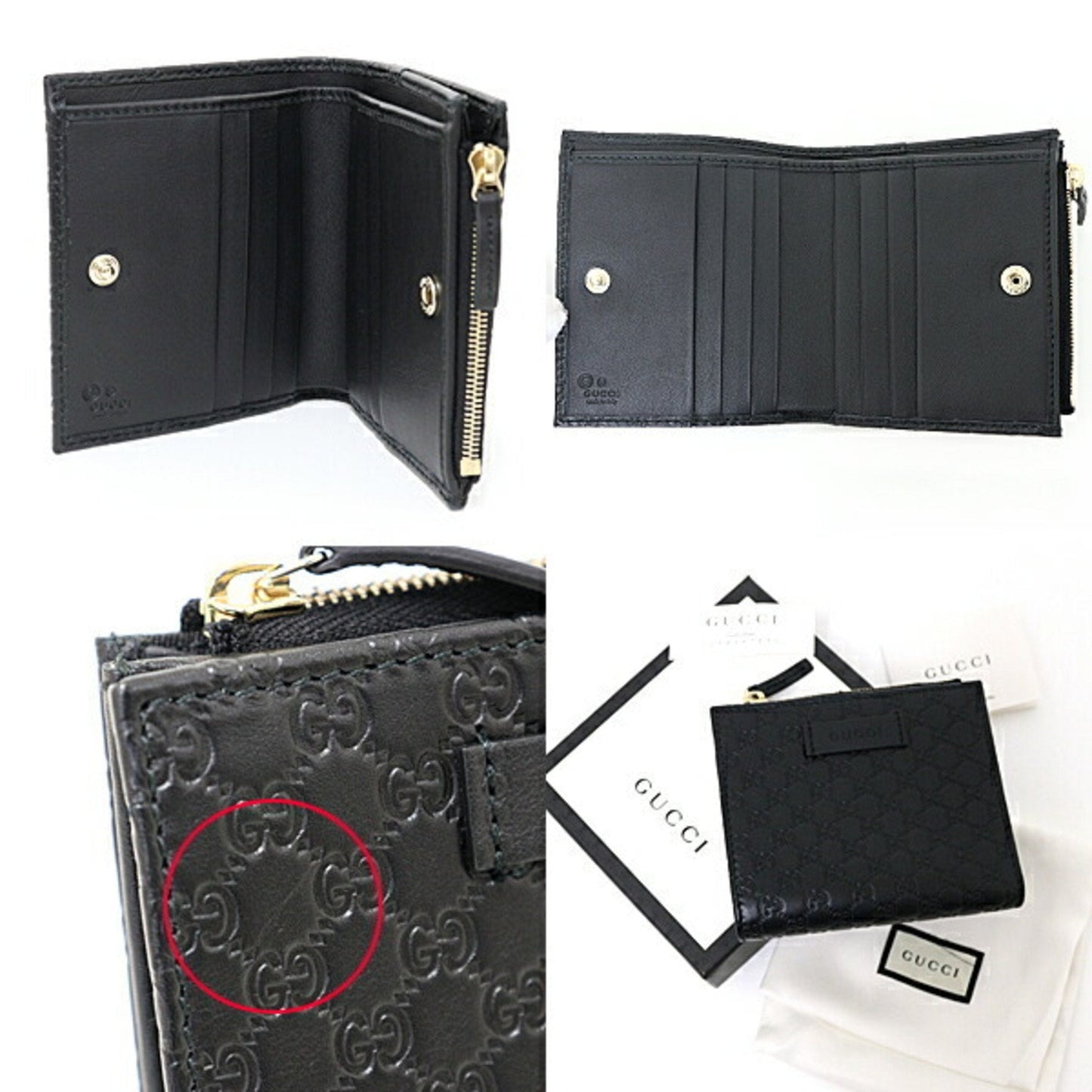 Gucci Black Pink White Yellow Leather Wallet (Bi-Fold) ()