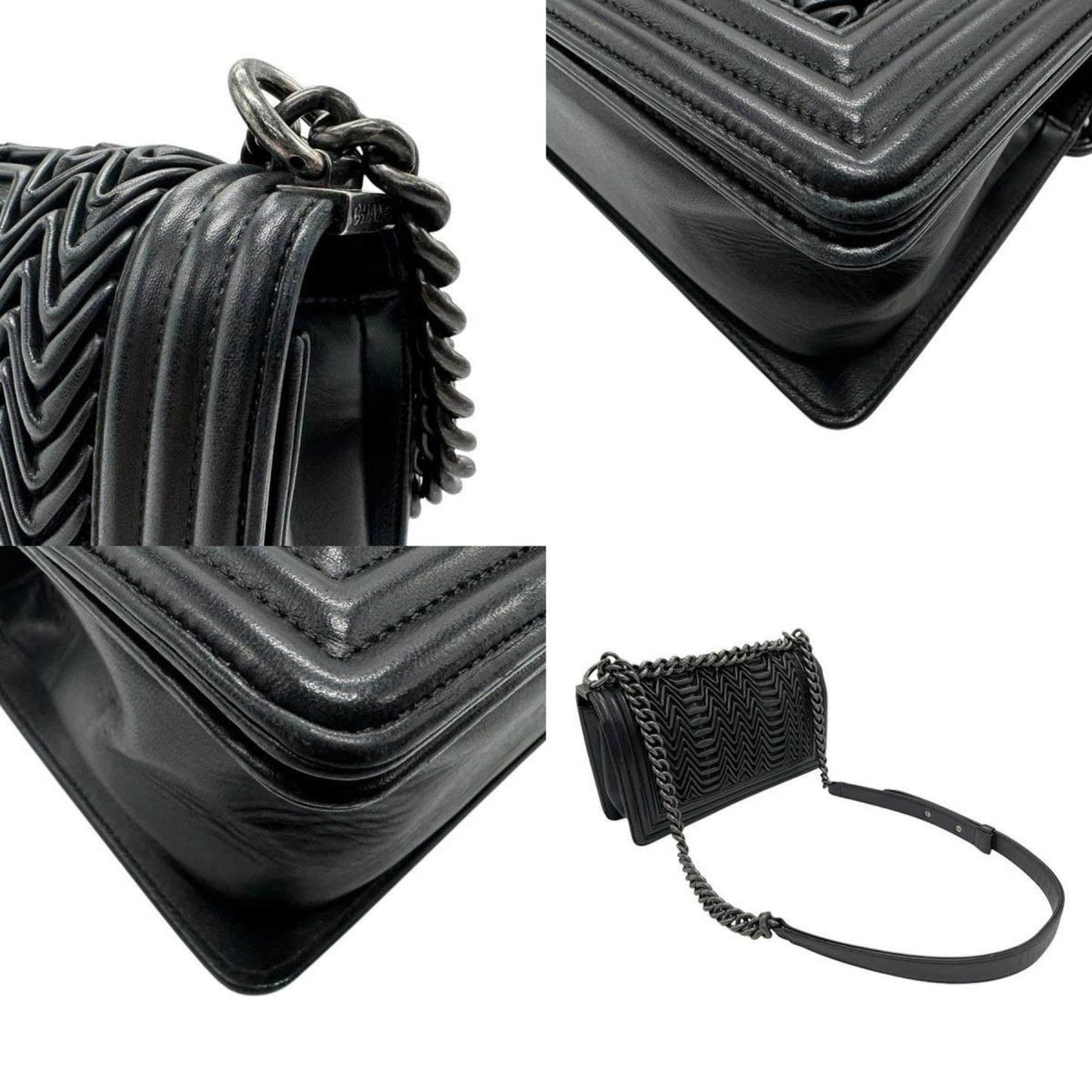 Chanel Boy Chanel Black Leather Metal Shoulder Bag ()