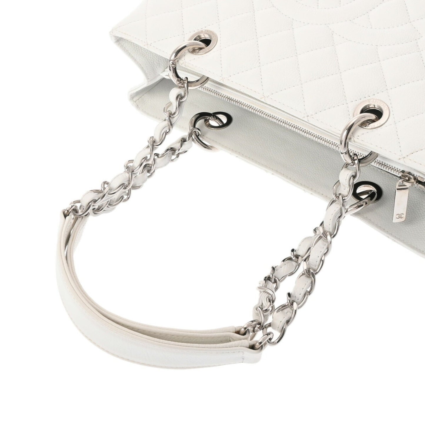 Chanel Black White Caviar Leather Tote Bag ()