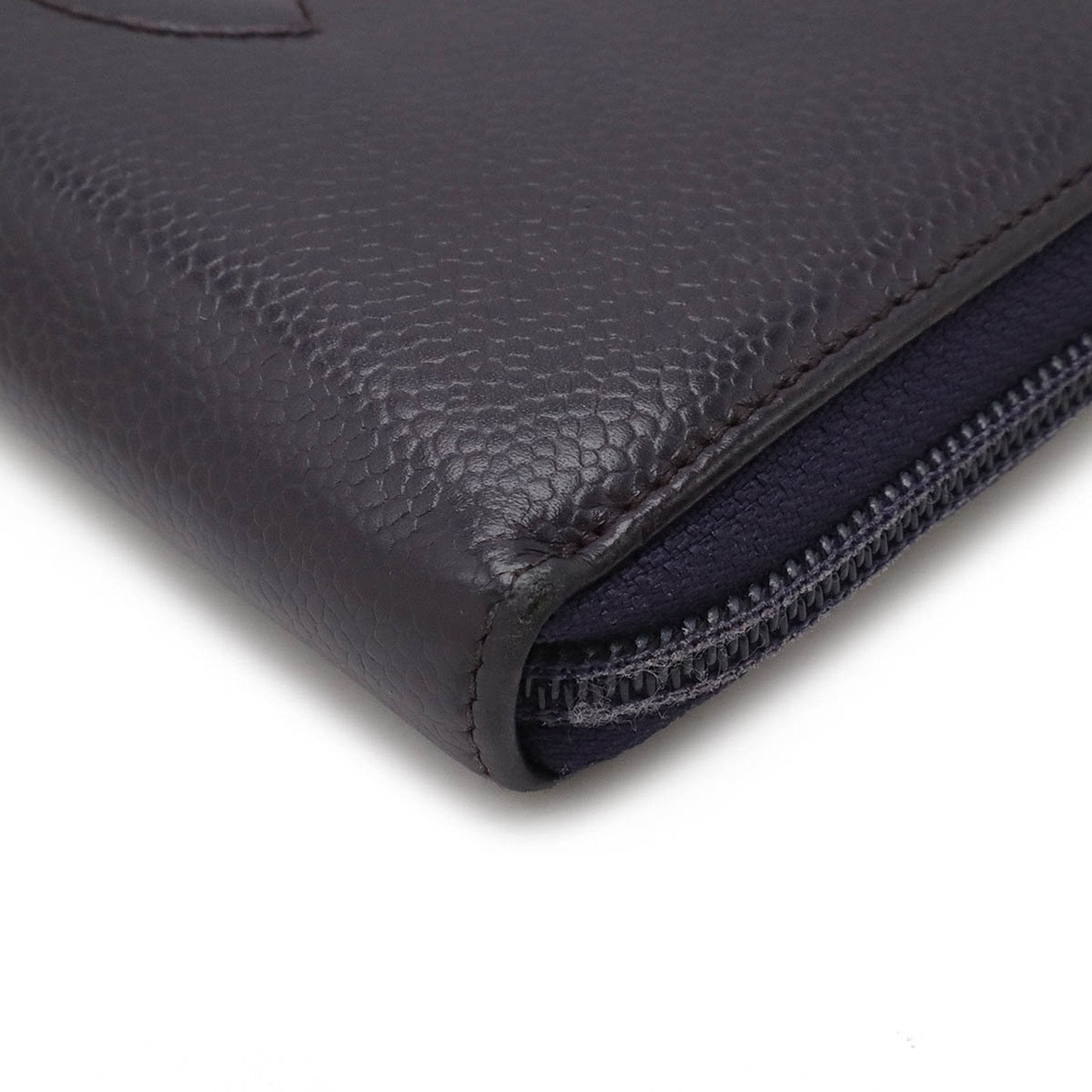 Chanel Dark Purple Grained Calfskin Long Wallet (Bi-Fold) ()