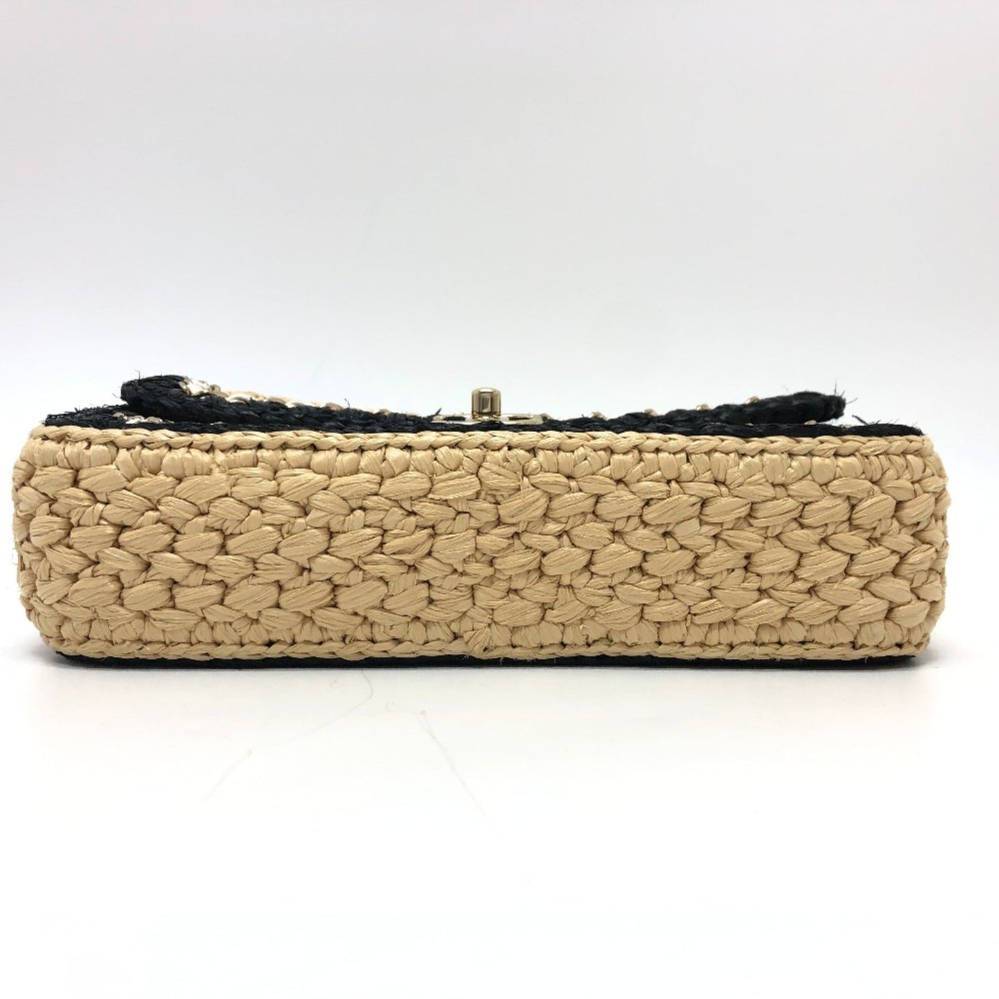 Chanel Beige Black Hemp Shoulder Bag ()
