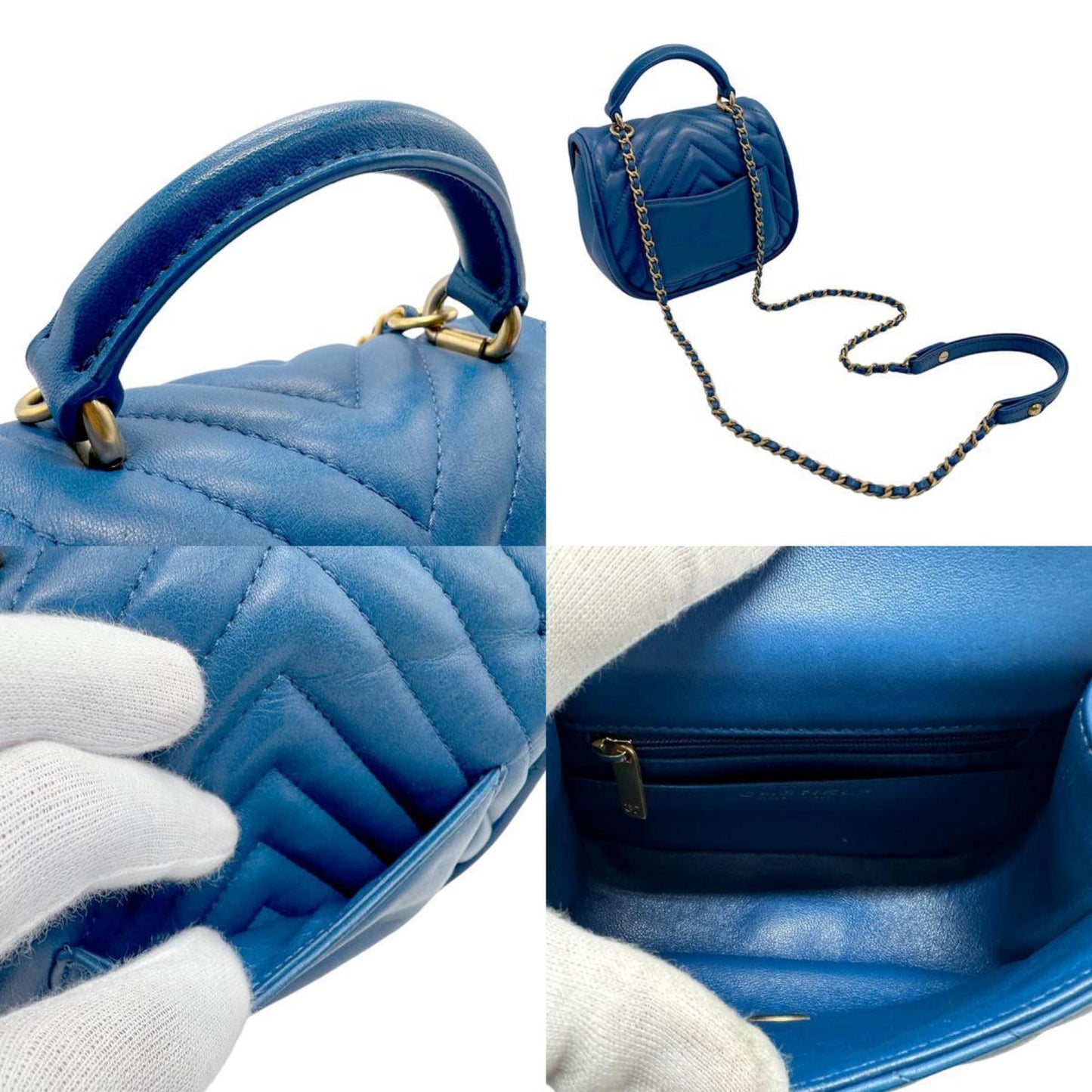 Chanel Blue Leather Handbag Shoulder Bag ()