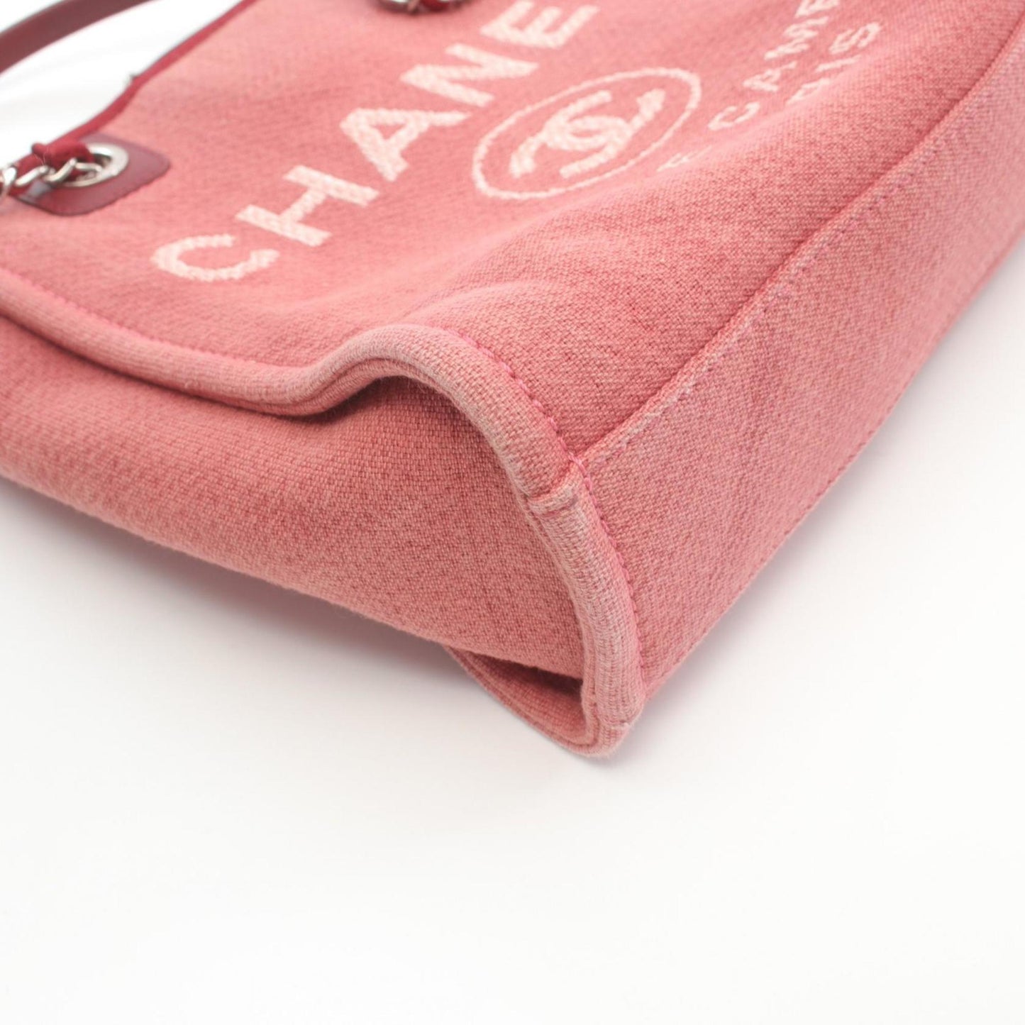 Chanel Red Color Canvas Leather Tote Bag ()
