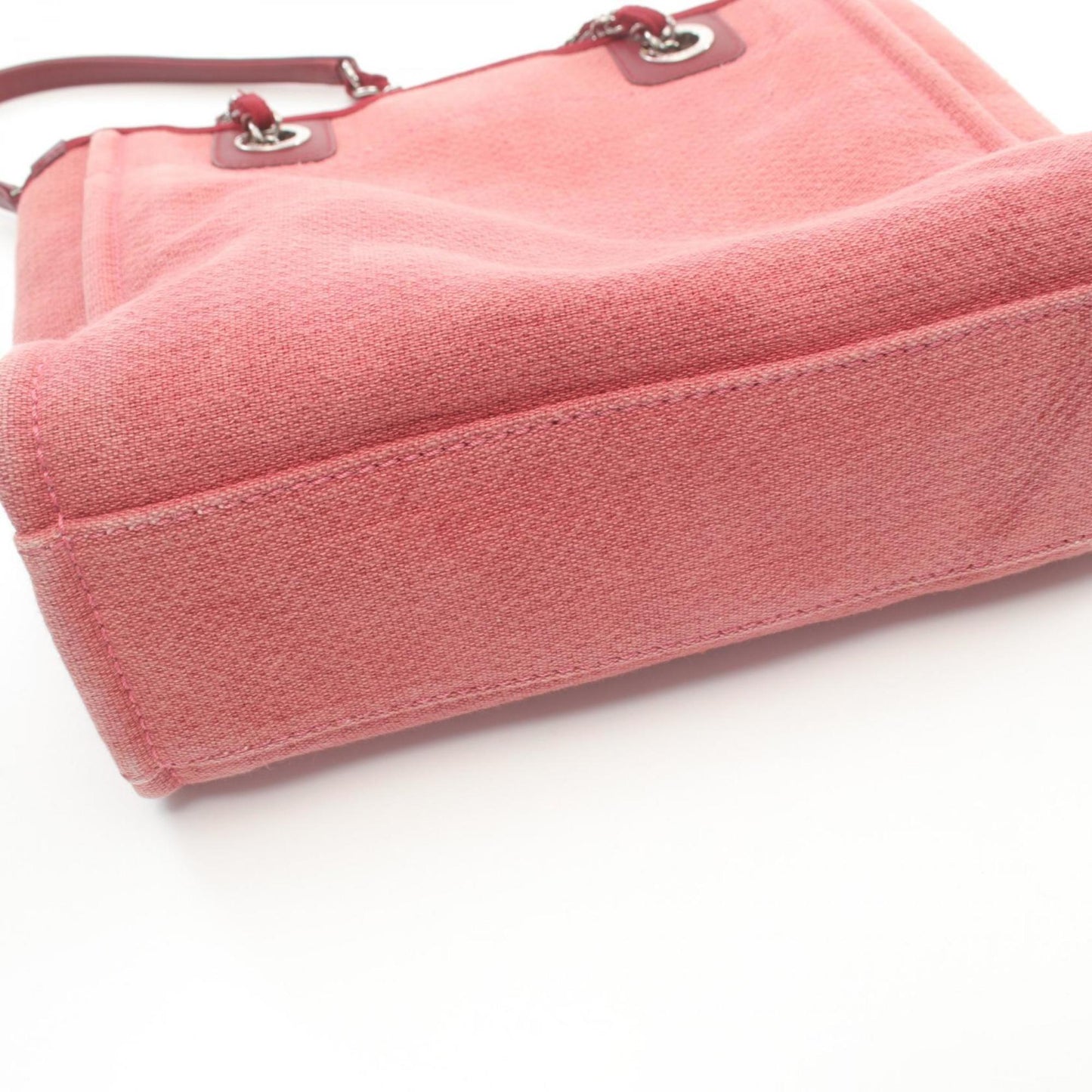 Chanel Red Color Canvas Leather Tote Bag ()