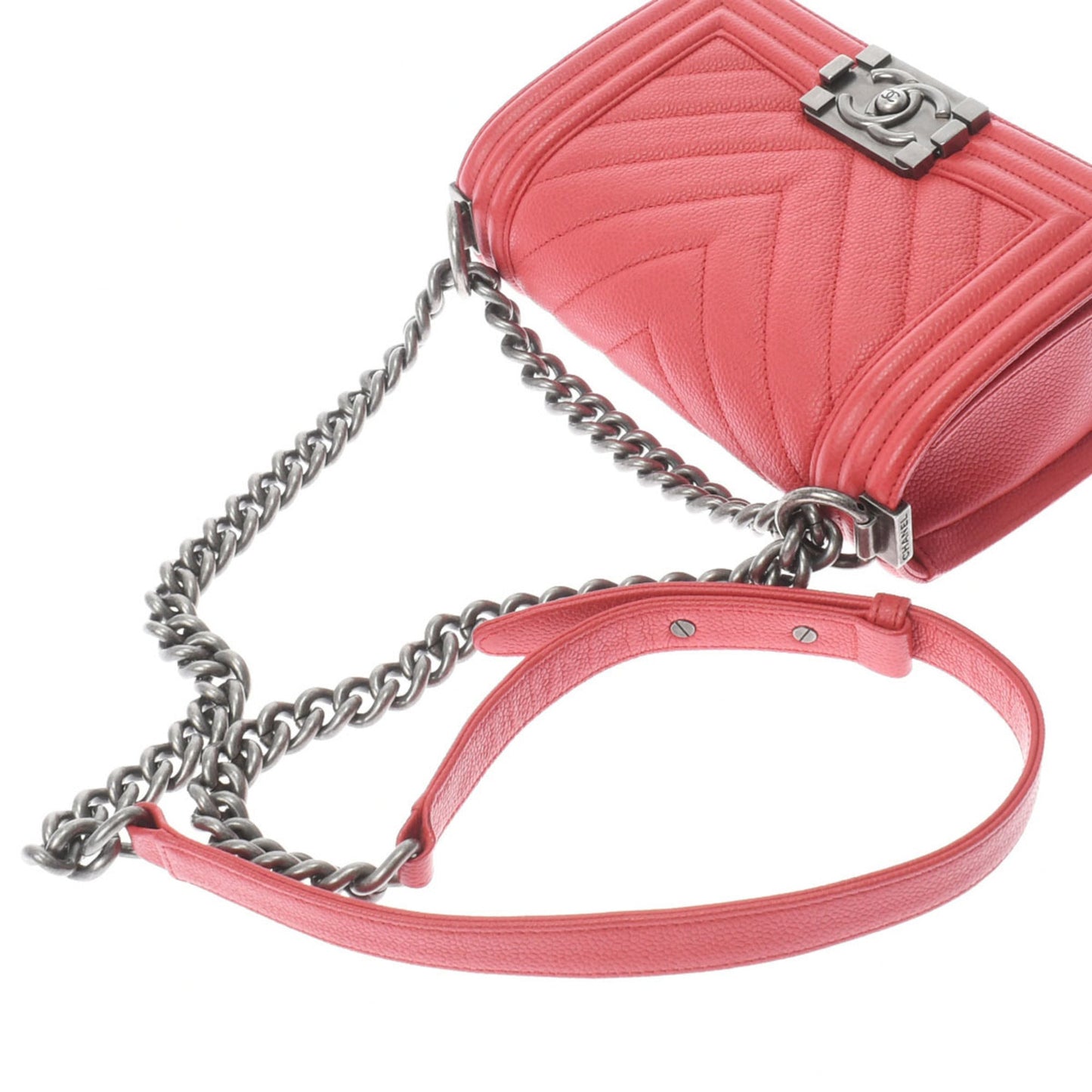 Chanel Red Color Caviar Leather Shoulder Bag ()