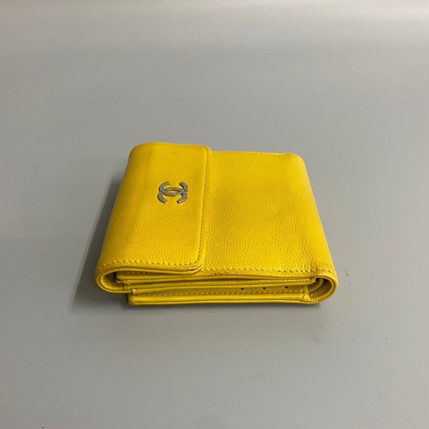 Chanel Yellow Grained Calfskin Wallet (Bi-Fold) ()