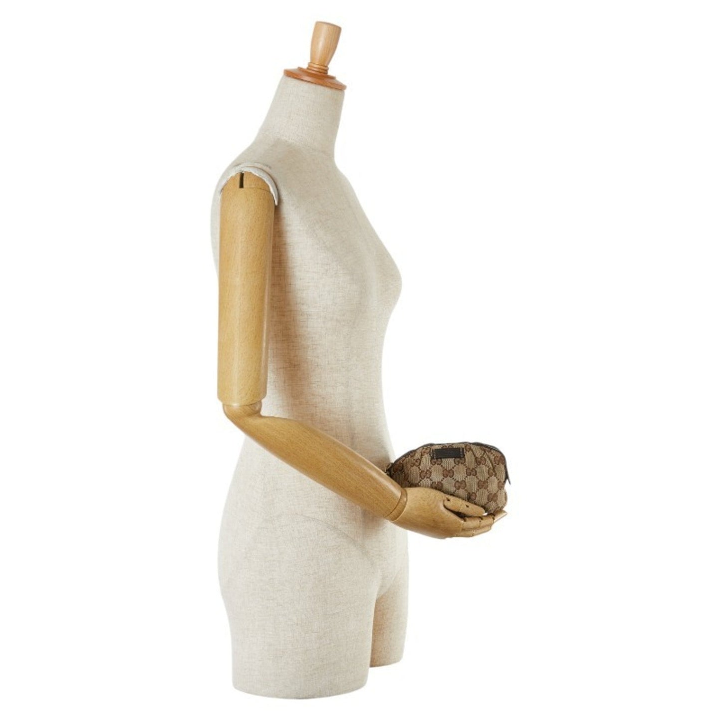 Gucci Beige Brown Canvas Leather Pouch ()