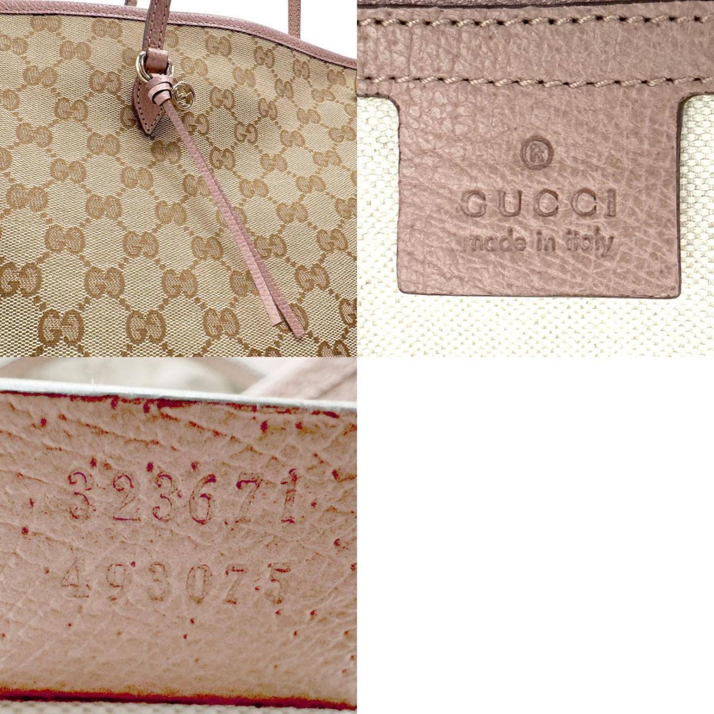 Gucci Brown Pink Gg Canvas Leather Handbag ()