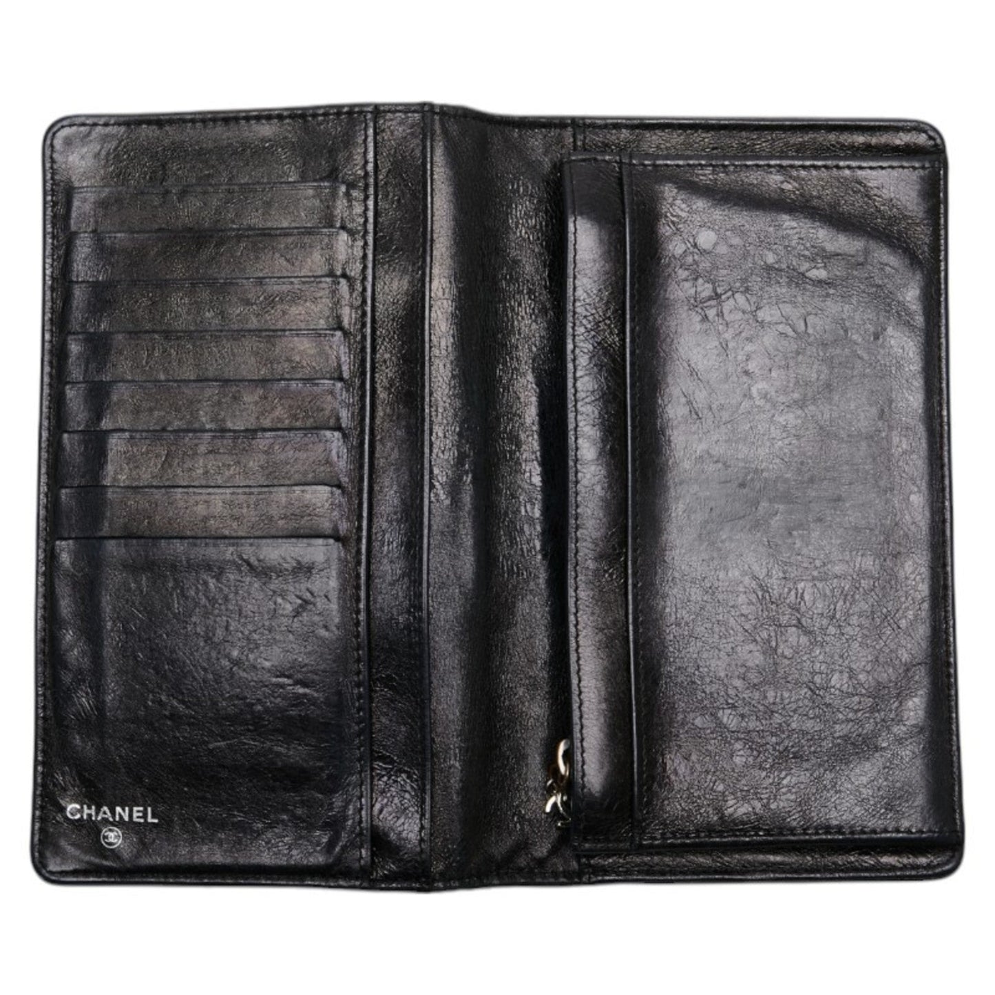 Chanel Black Leather Long Wallet (Bi-Fold) ()