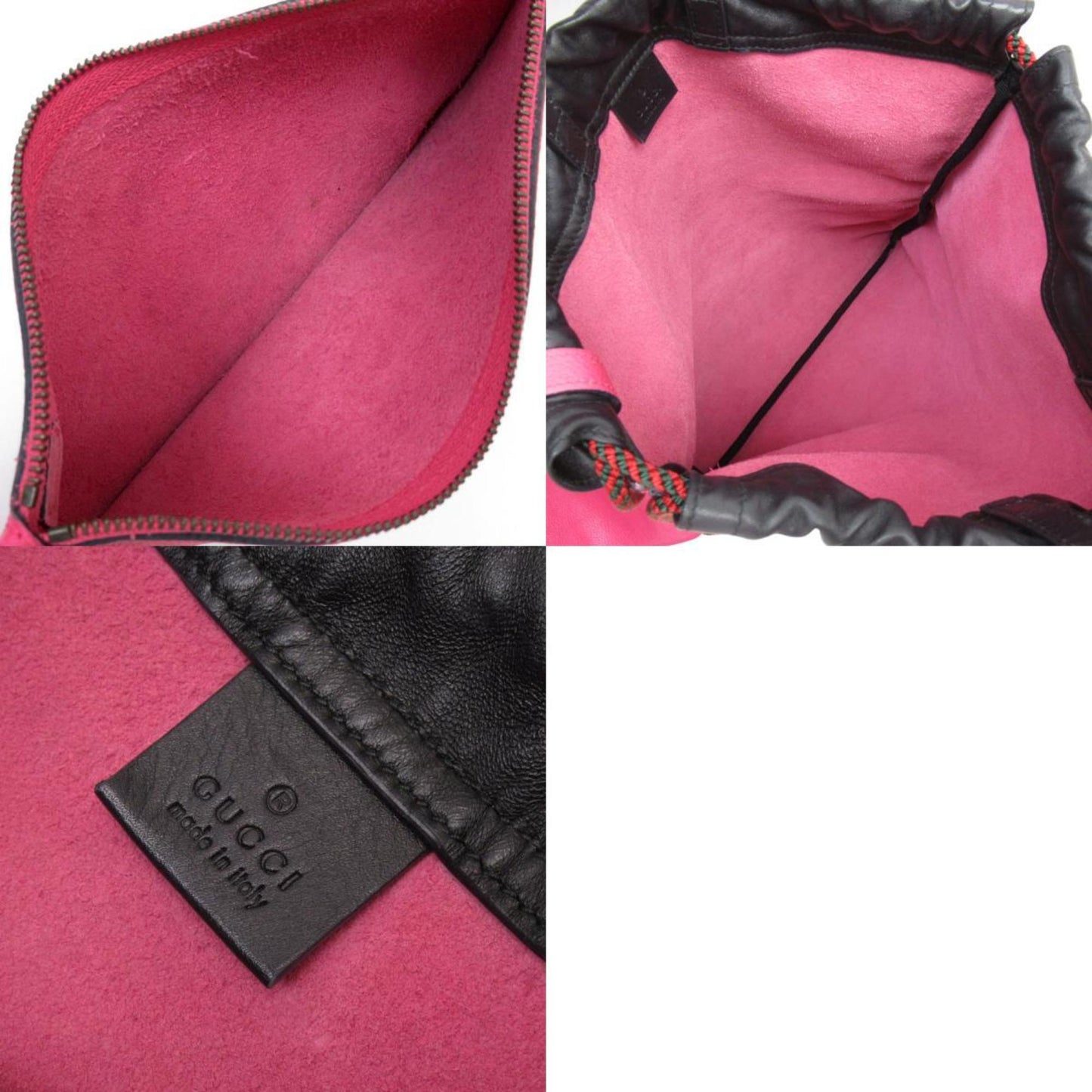 Gucci Black Pink Leather Backpack ()
