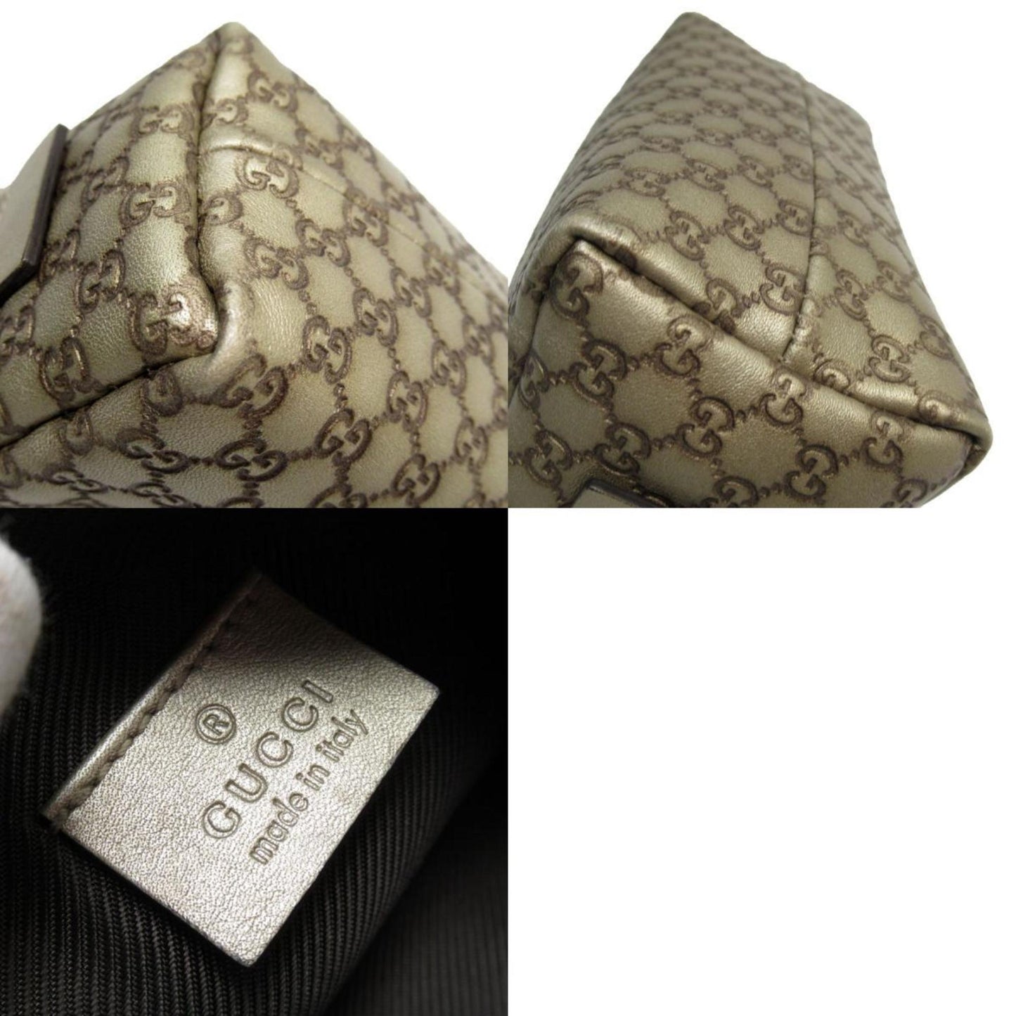 Gucci Brown Gold Leather Pouch ()