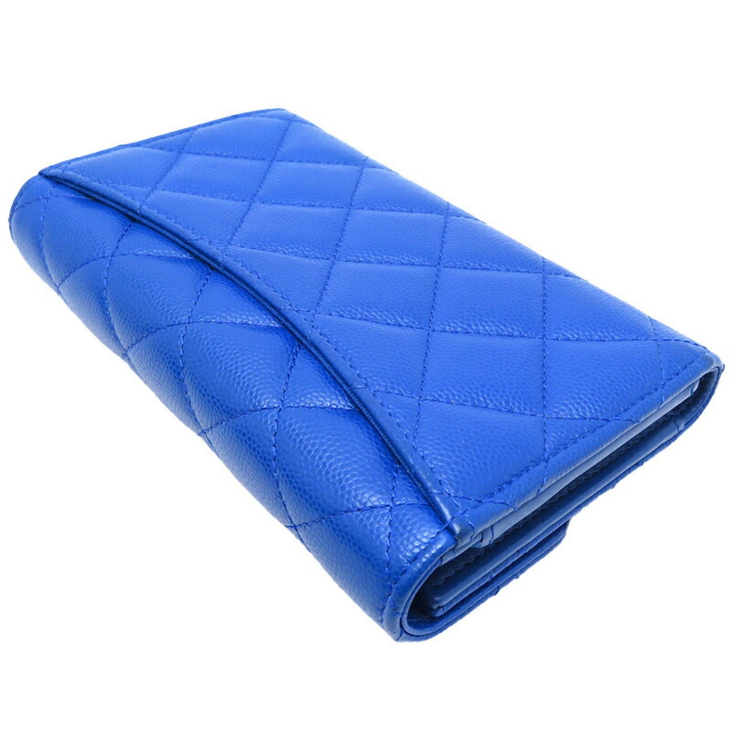Chanel Blue Grained Calfskin Wallet (Tri-Fold) ()