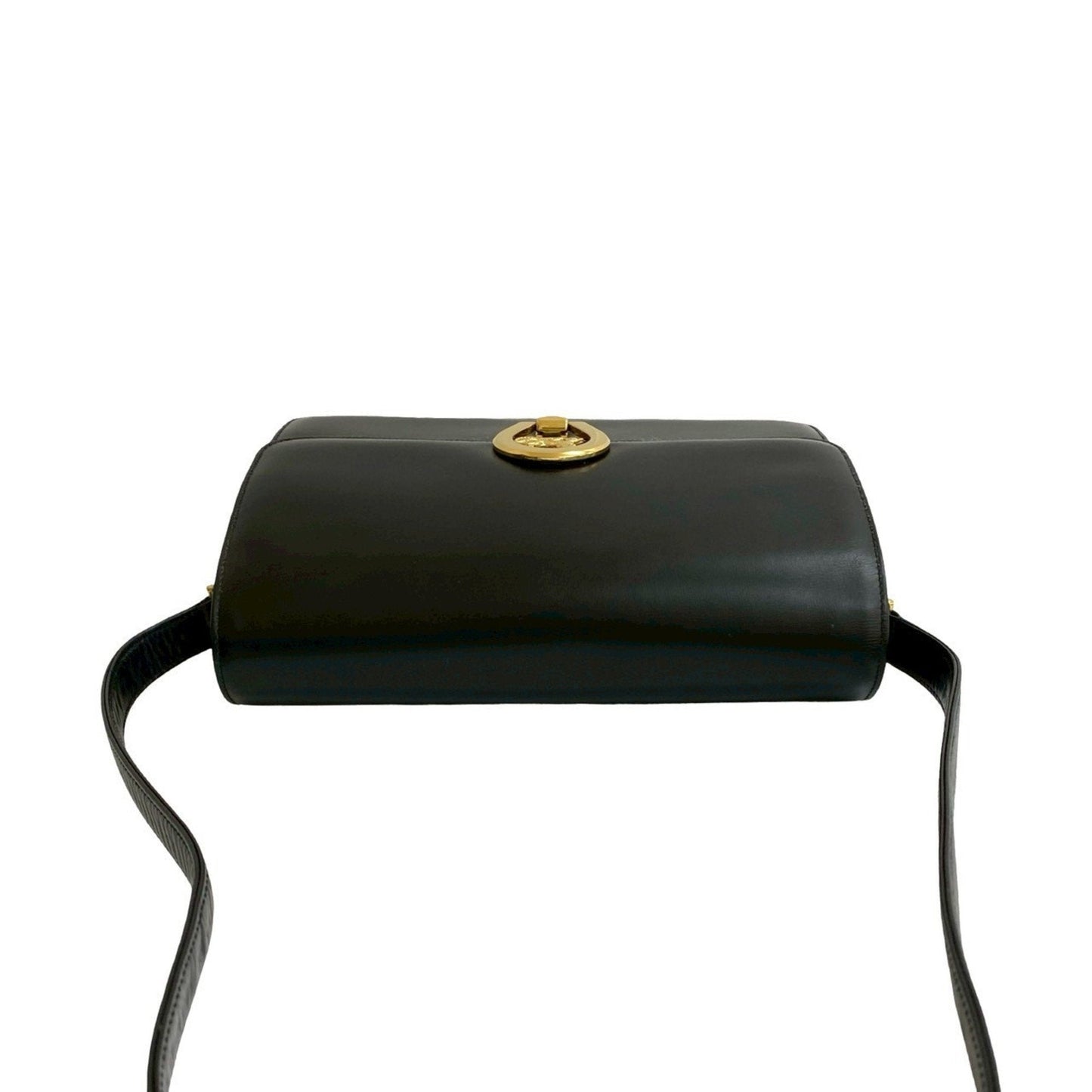 CELINE Horseshoe Leather Semi-Shoulder Bag in Black (29577)