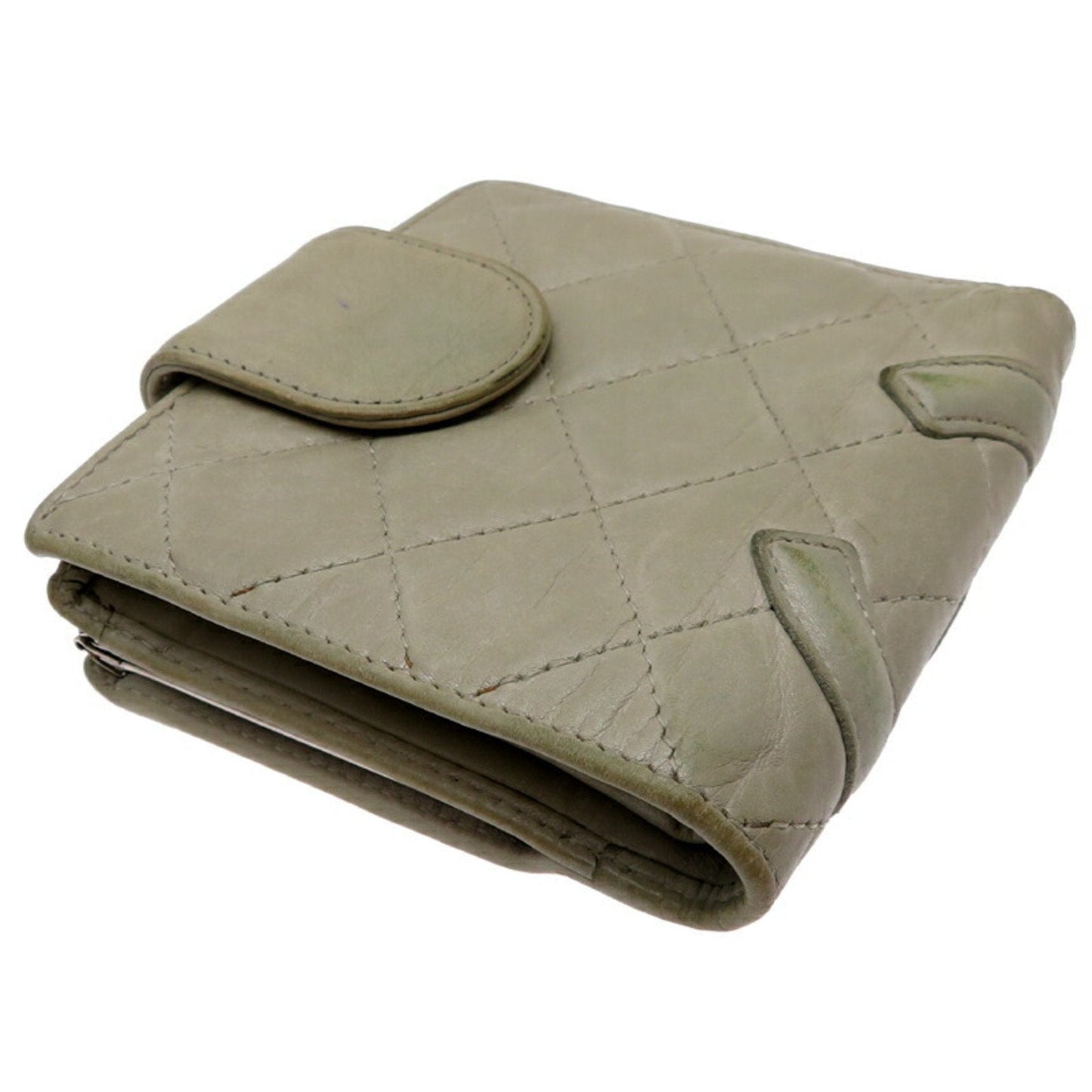 Chanel Gray Leather Wallet (Bi-Fold) ()