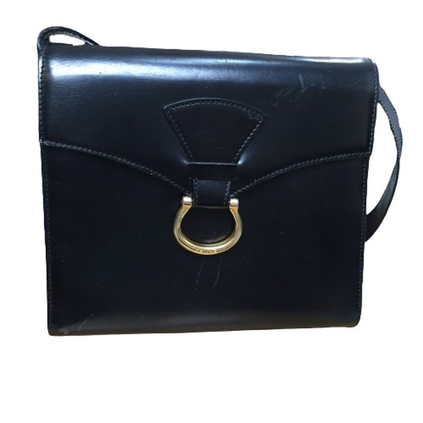 CELINE Horseshoe Leather Shoulder Bag for Women, Black, Kaizuka Store ITSUWKT1KO2S RM1313D