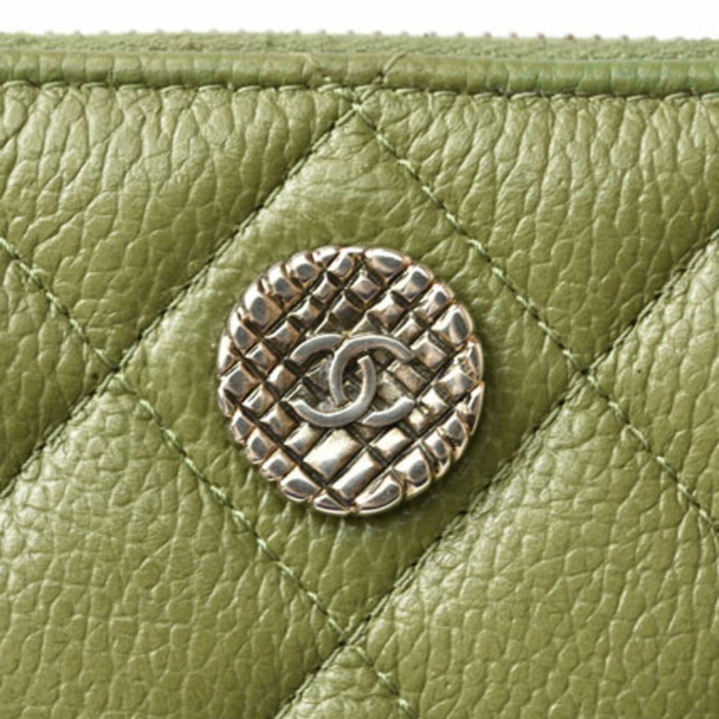 Chanel Moss Green Grained Calfskin Long Wallet (Bi-Fold) ()