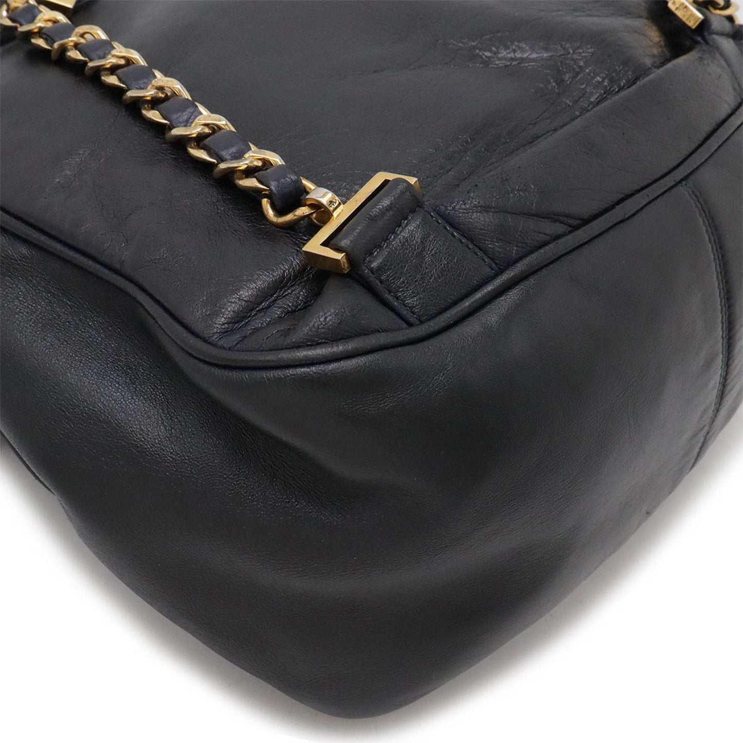 Chanel Black Navy Leather Backpack ()