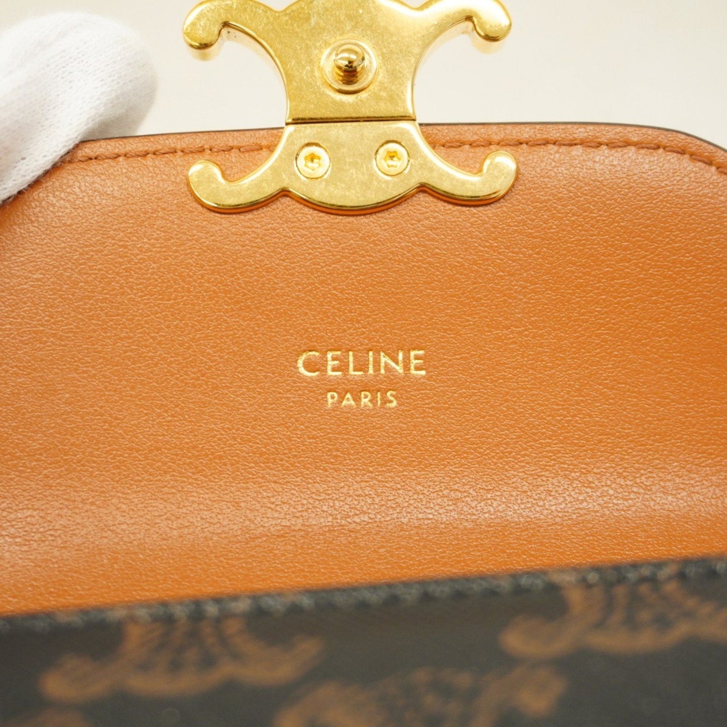 Celine Triomphe Tri-fold Wallet Black Women's
