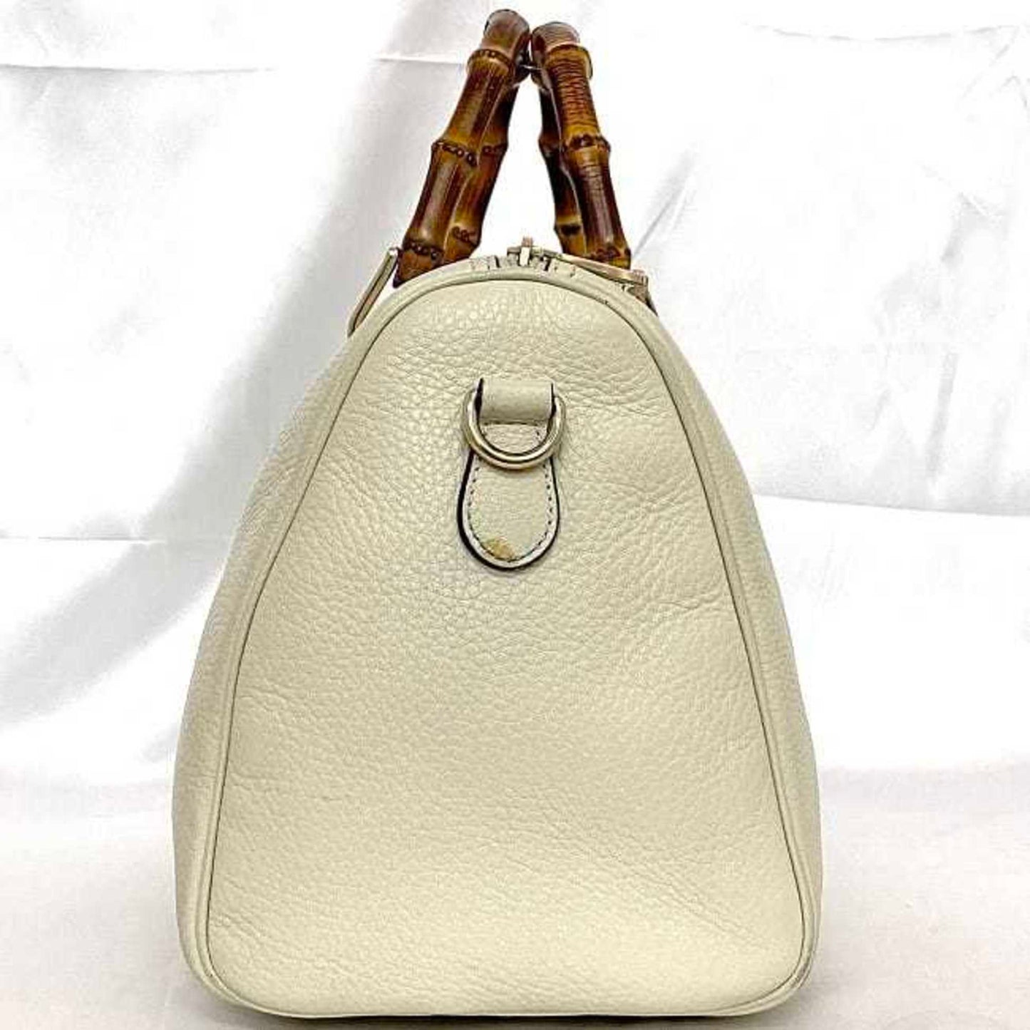 Gucci White Leather Boston Bag Handbag Shoulder Bag ()